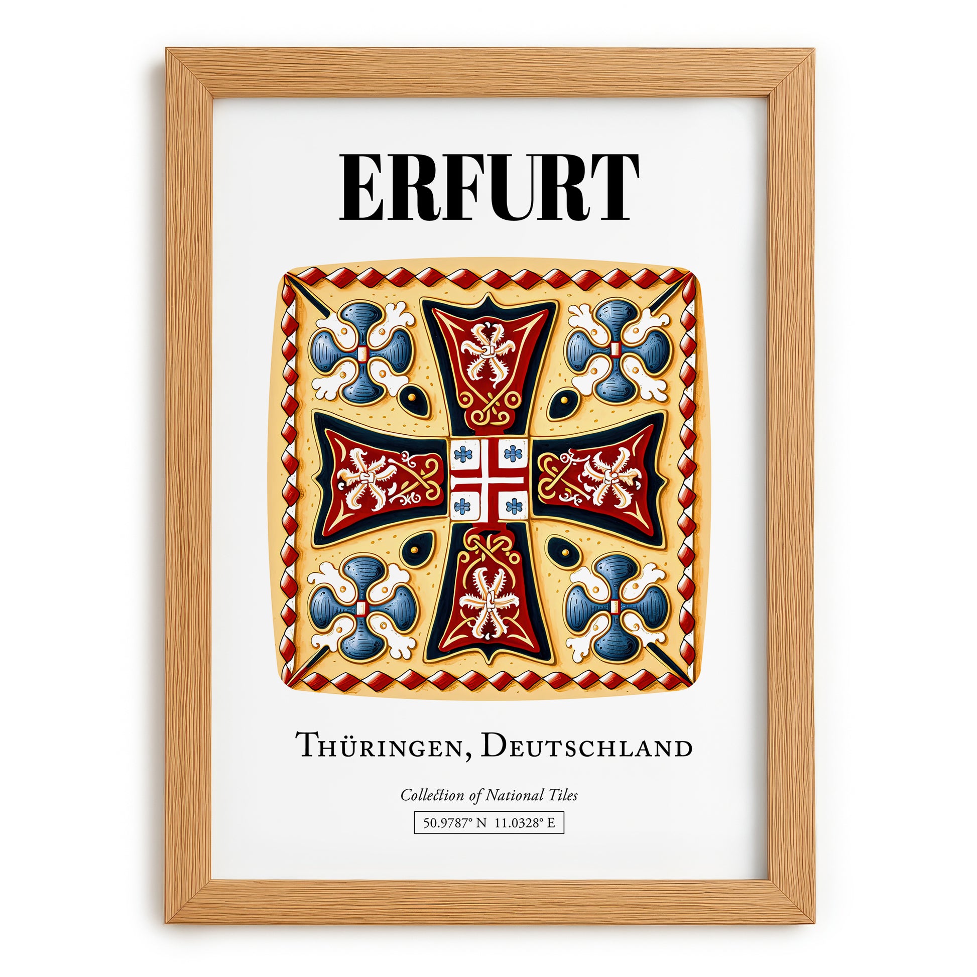 Erfurt, Germany – Travel Wall Art, set in oak frame