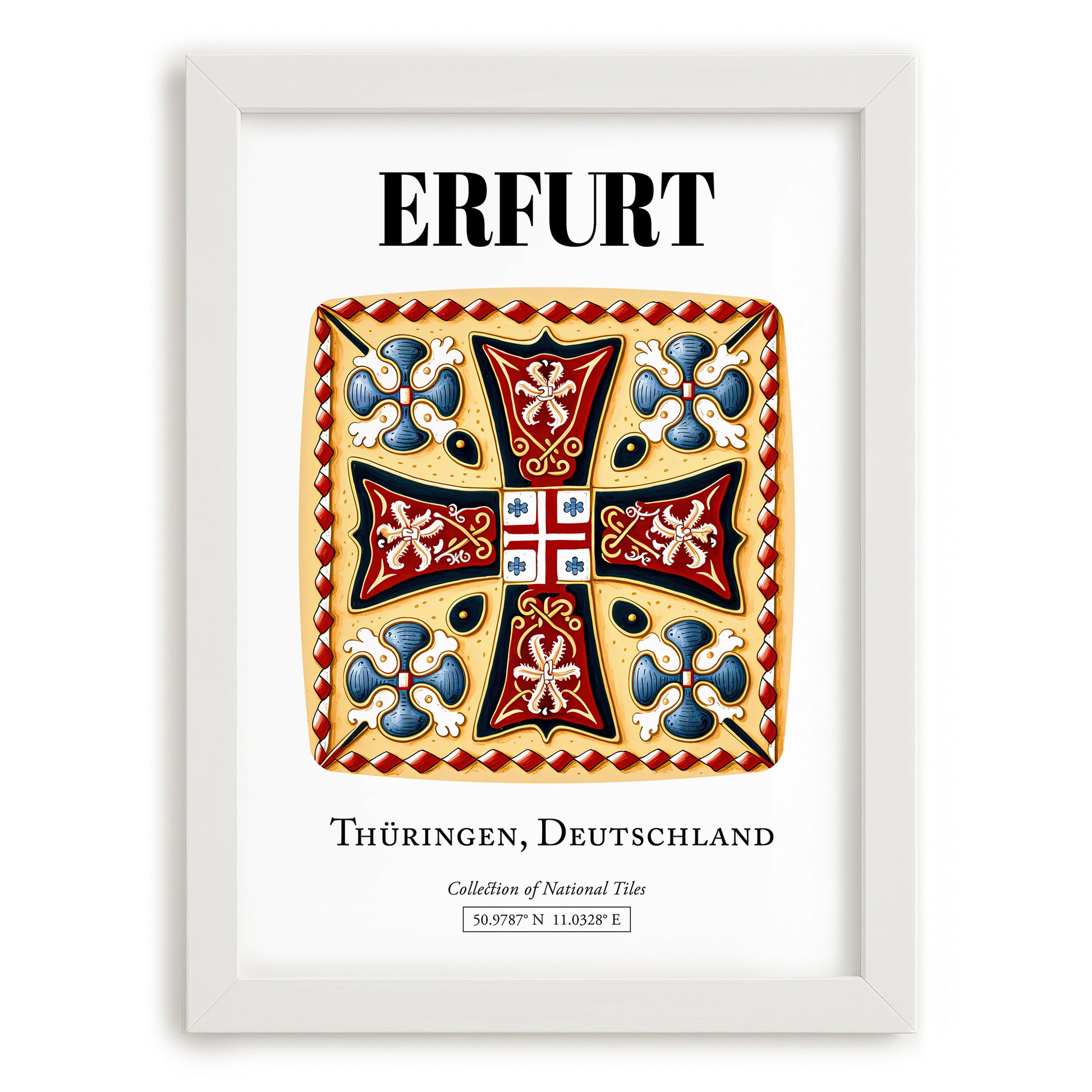 Erfurt, Germany – Travel Wall Art, placed in minimal white frame