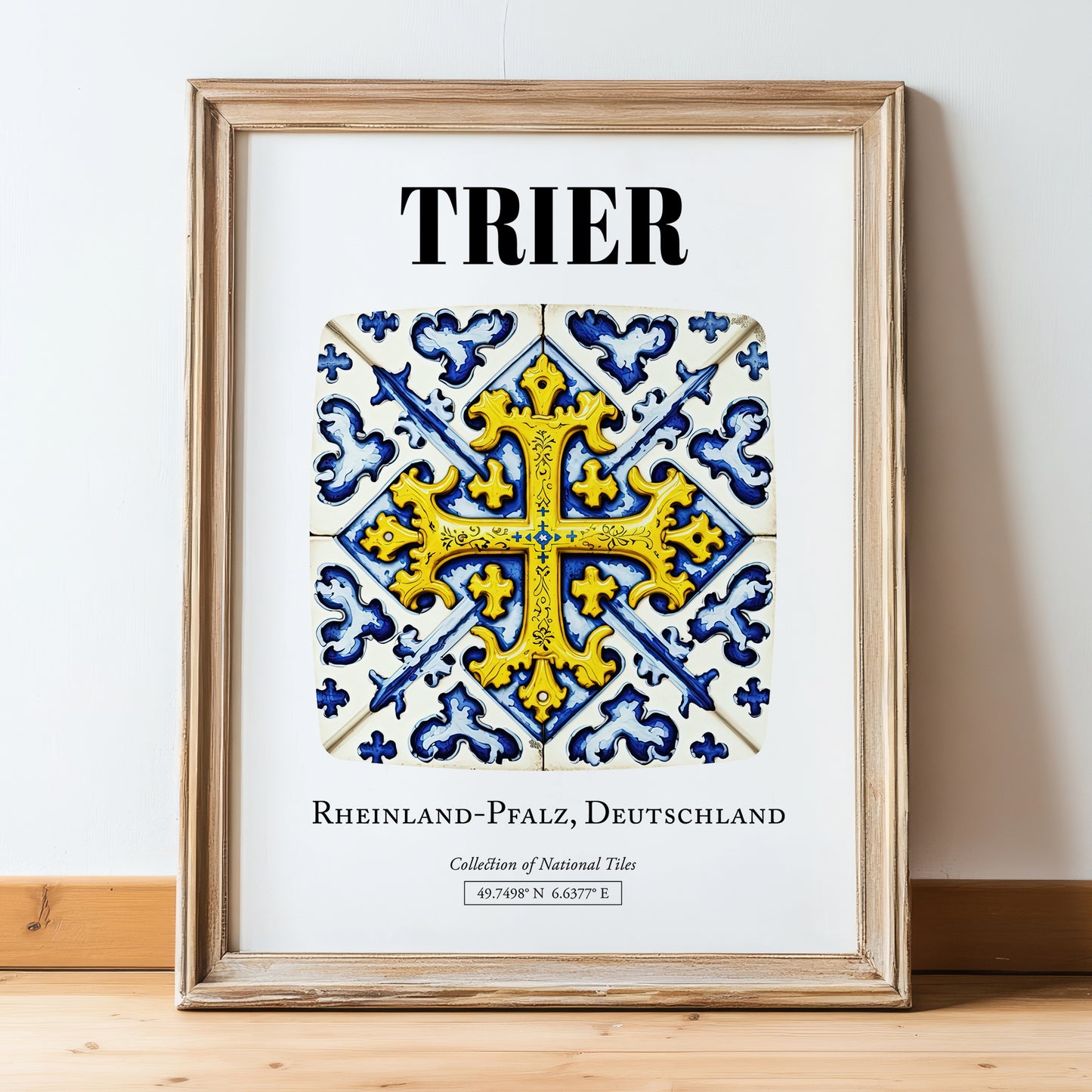 Trier, Germany – Travel Print, in wooden frame leaning on the floor