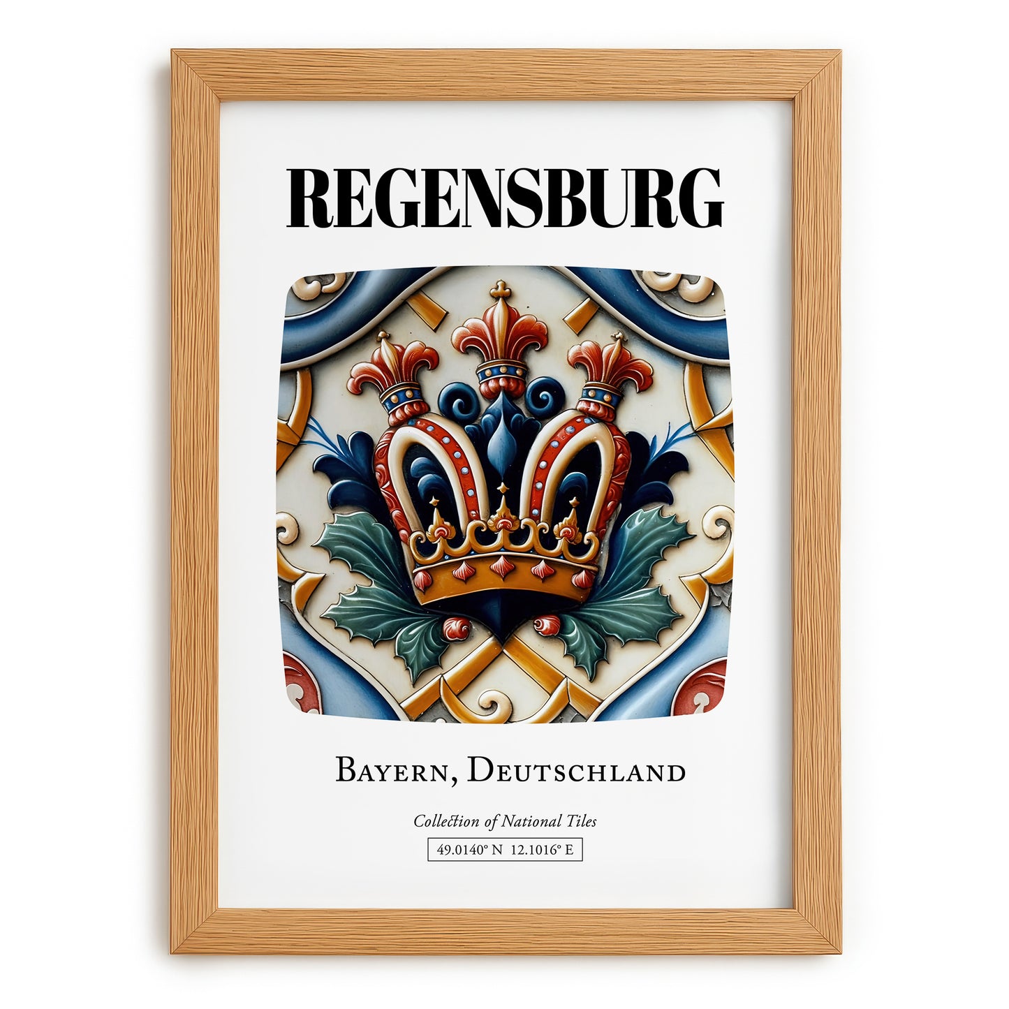 Regensburg, Germany – Travel Wall Art, set in oak frame