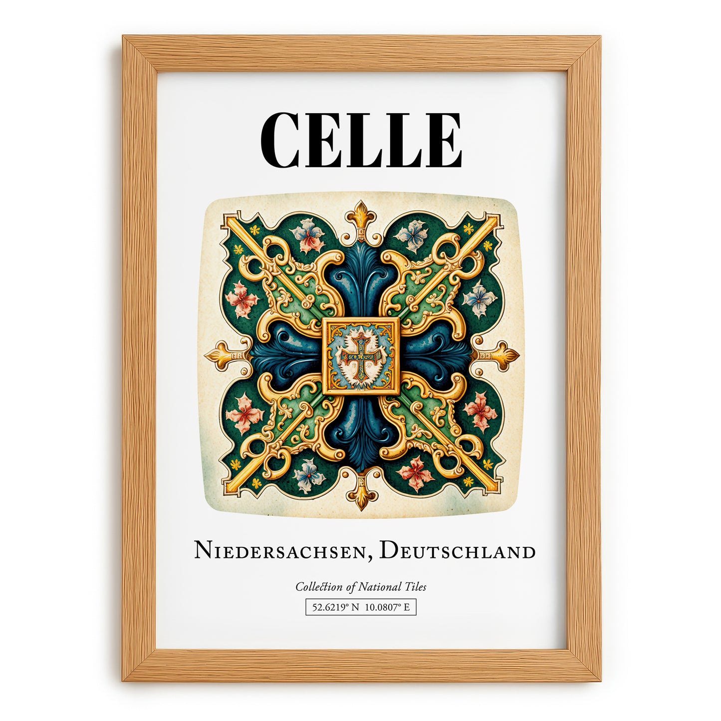 Celle, Germany – Travel Poster, set in oak frame