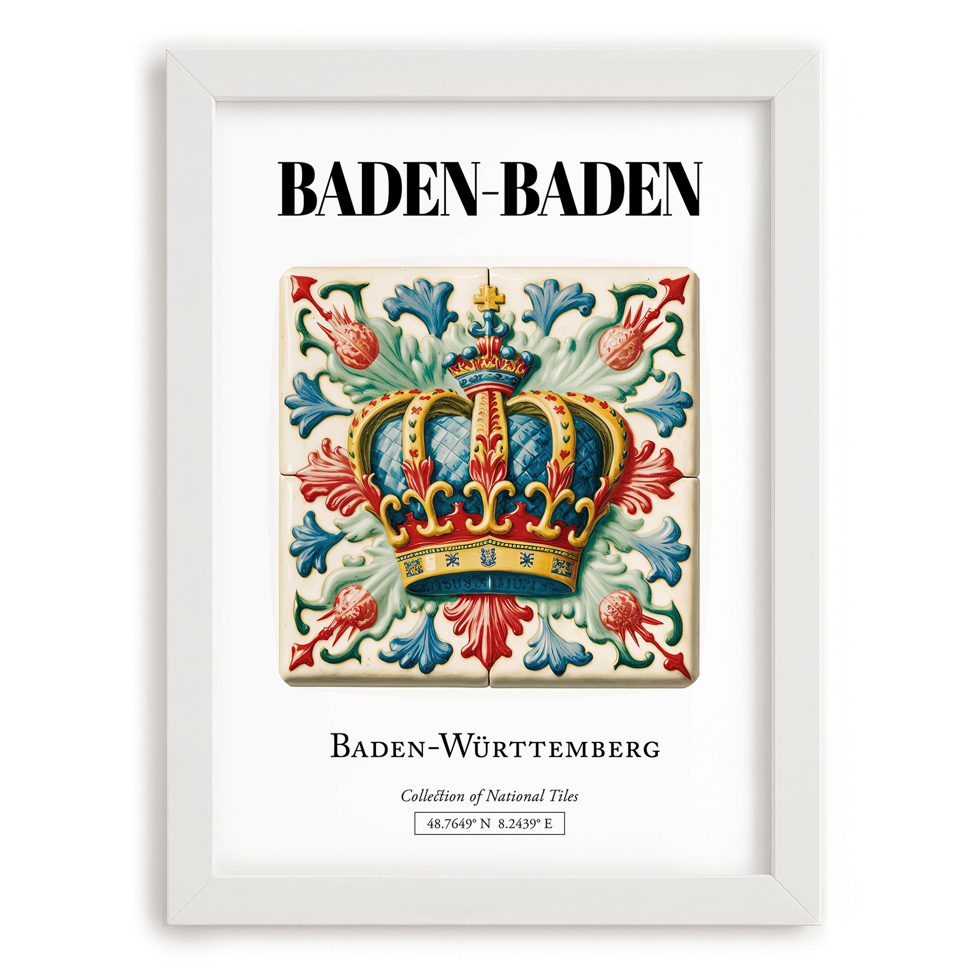 Baden-baden, Germany – Travel Wall Art, placed in minimal white frame