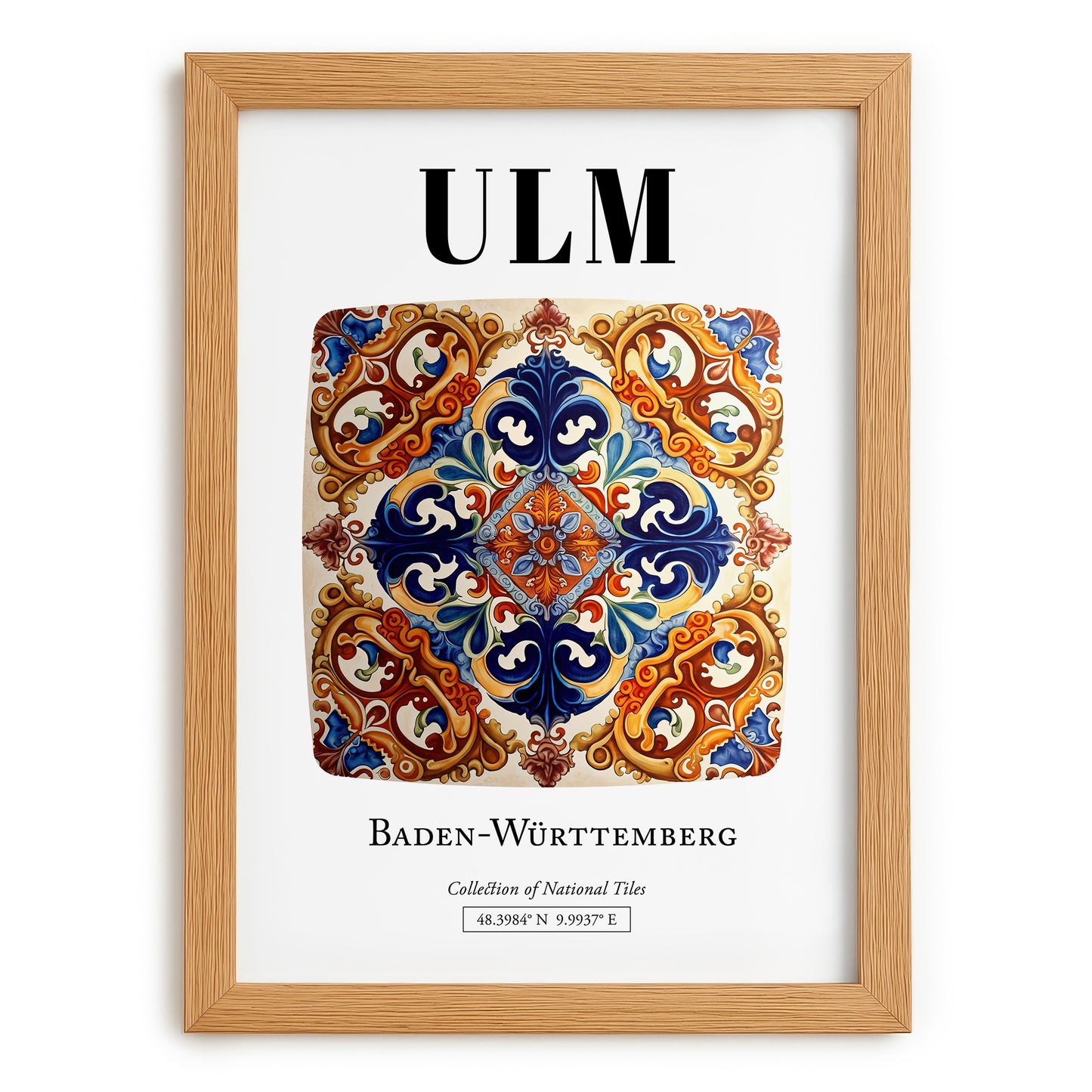 Ulm, Germany – Travel Print, set in oak frame