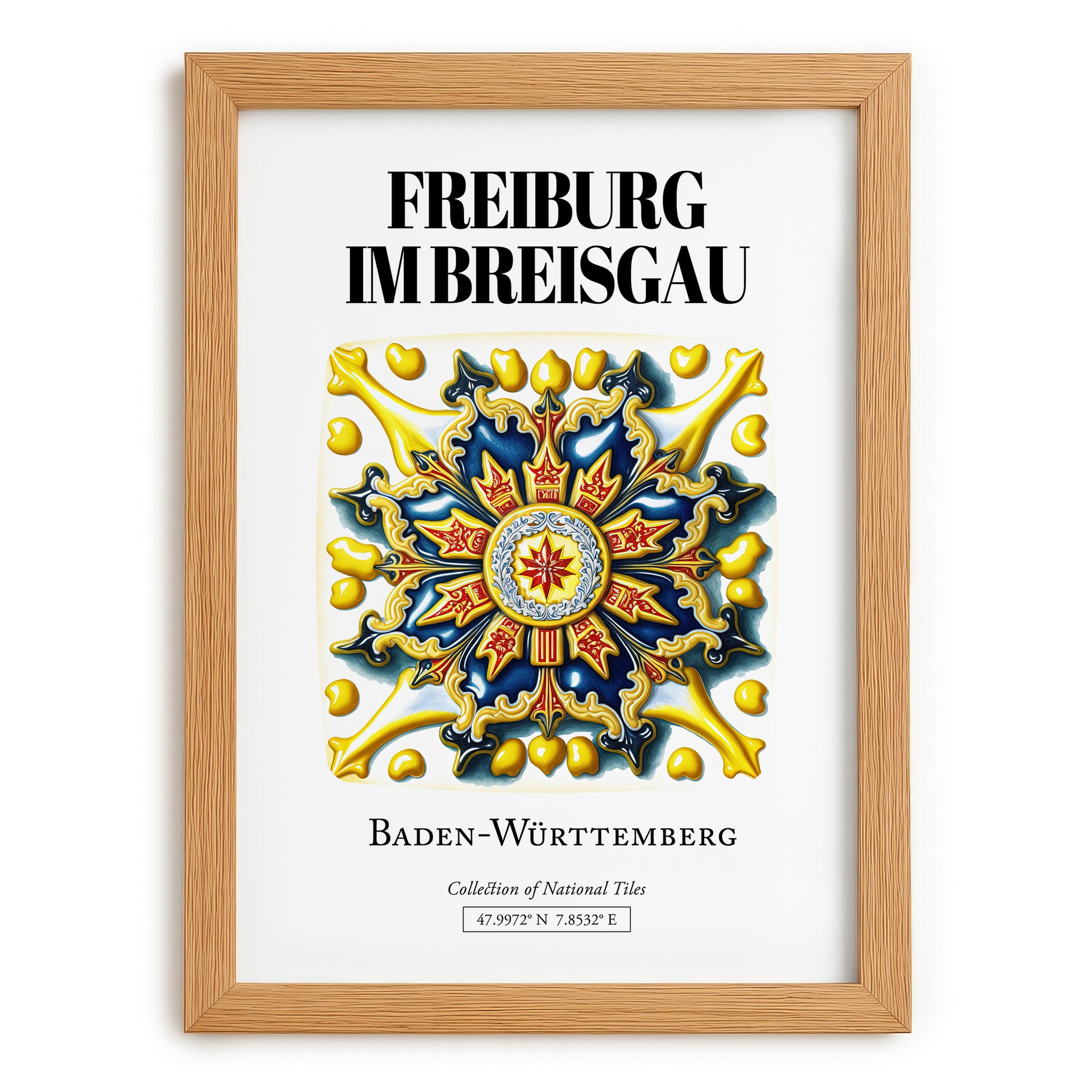 Freiburg Im Breisgau, Germany – Travel Print, set in oak frame