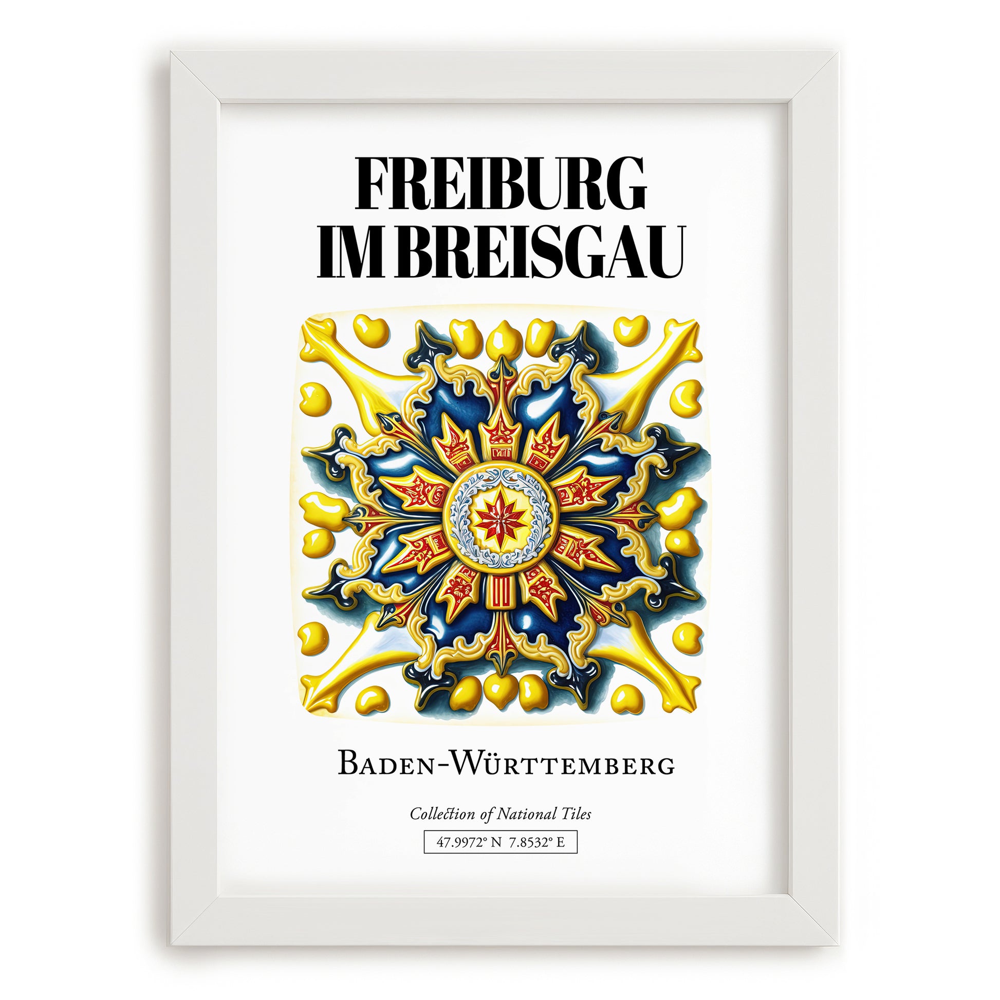 Freiburg Im Breisgau, Germany – Travel Print, placed in minimal white frame