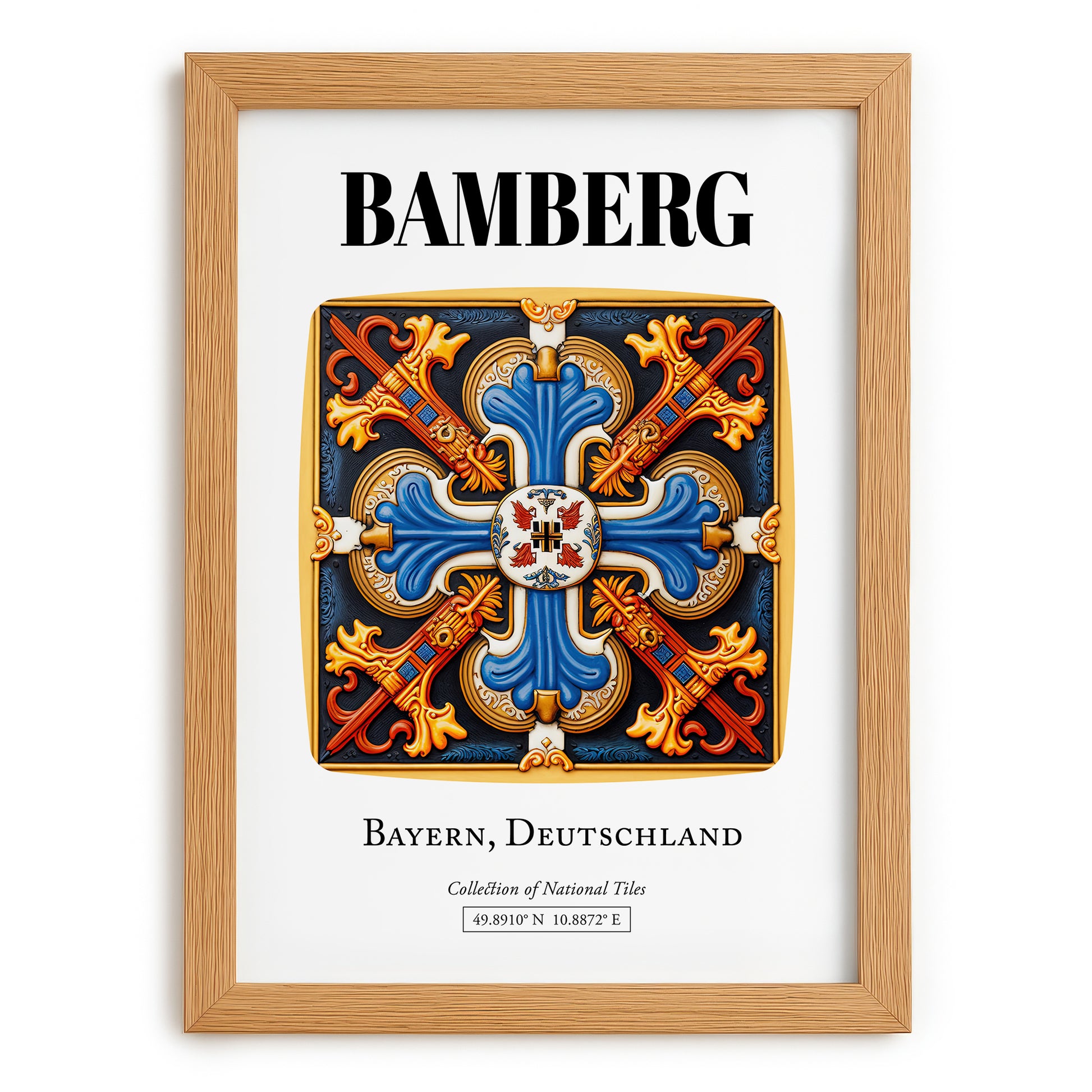 Bamberg, Germany – Travel Poster, set in oak frame