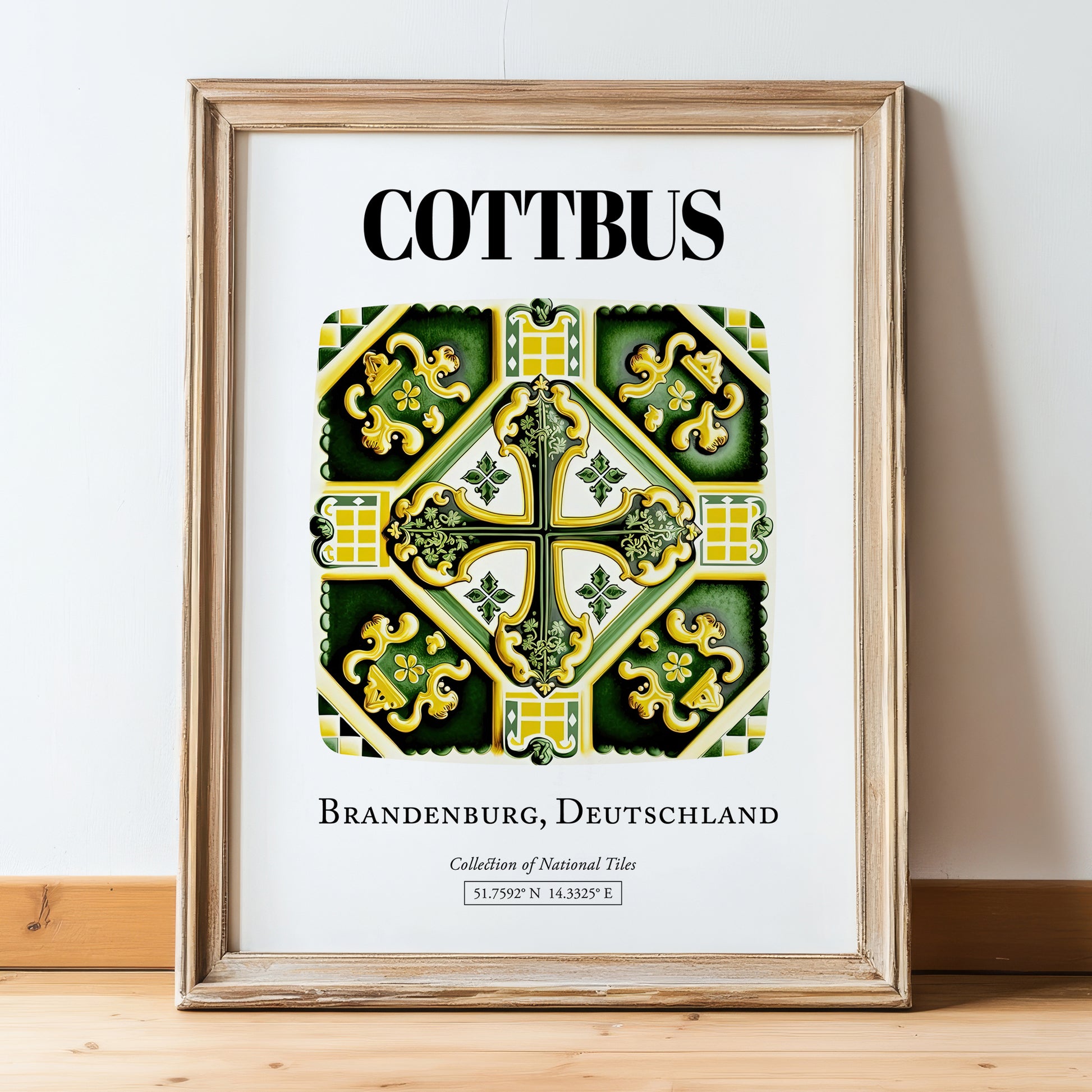 Cottbus, Germany – National Pride Wall Decor, in wooden frame leaning on the floor
