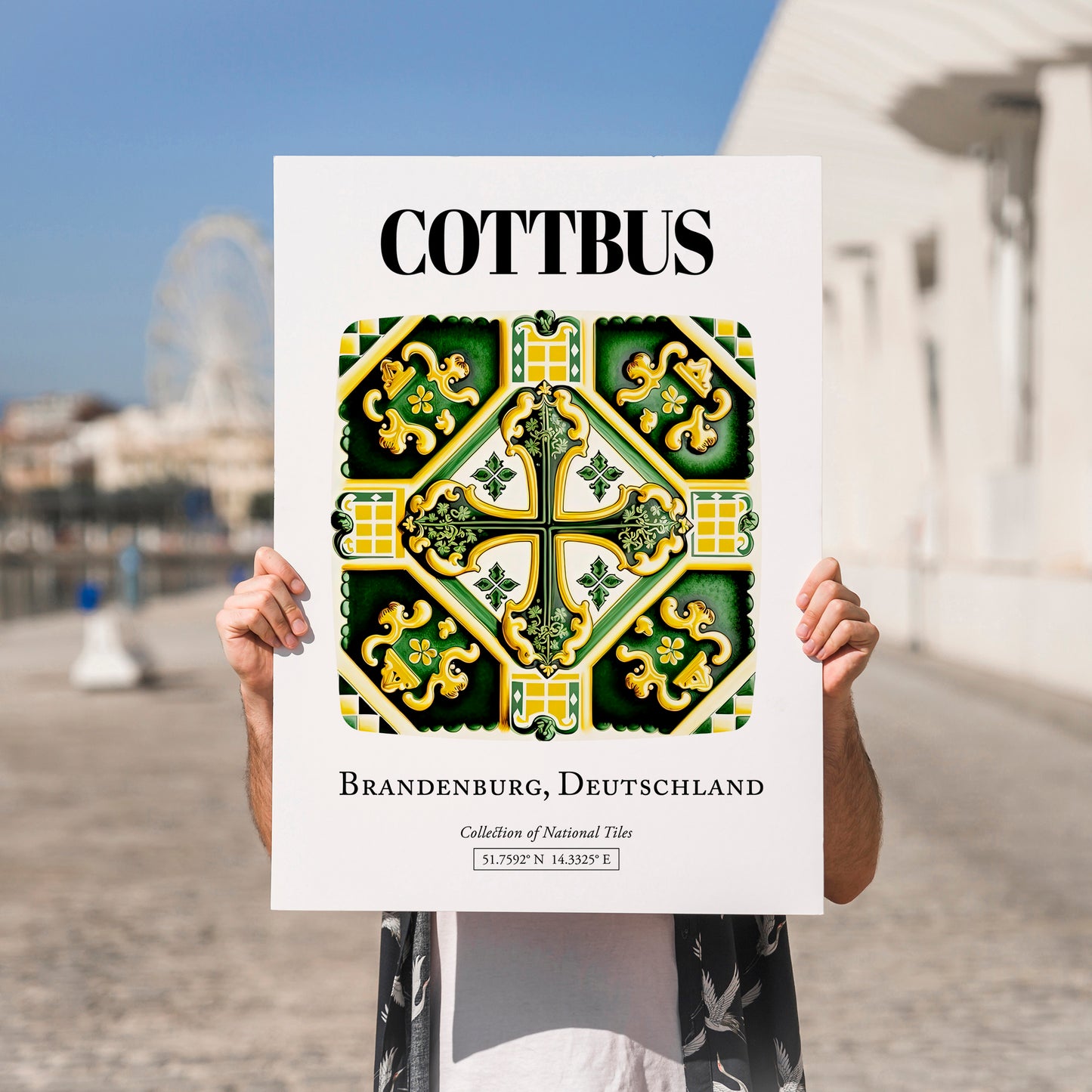 Cottbus, Germany – National Pride Wall Decor, no-text version framed in wood