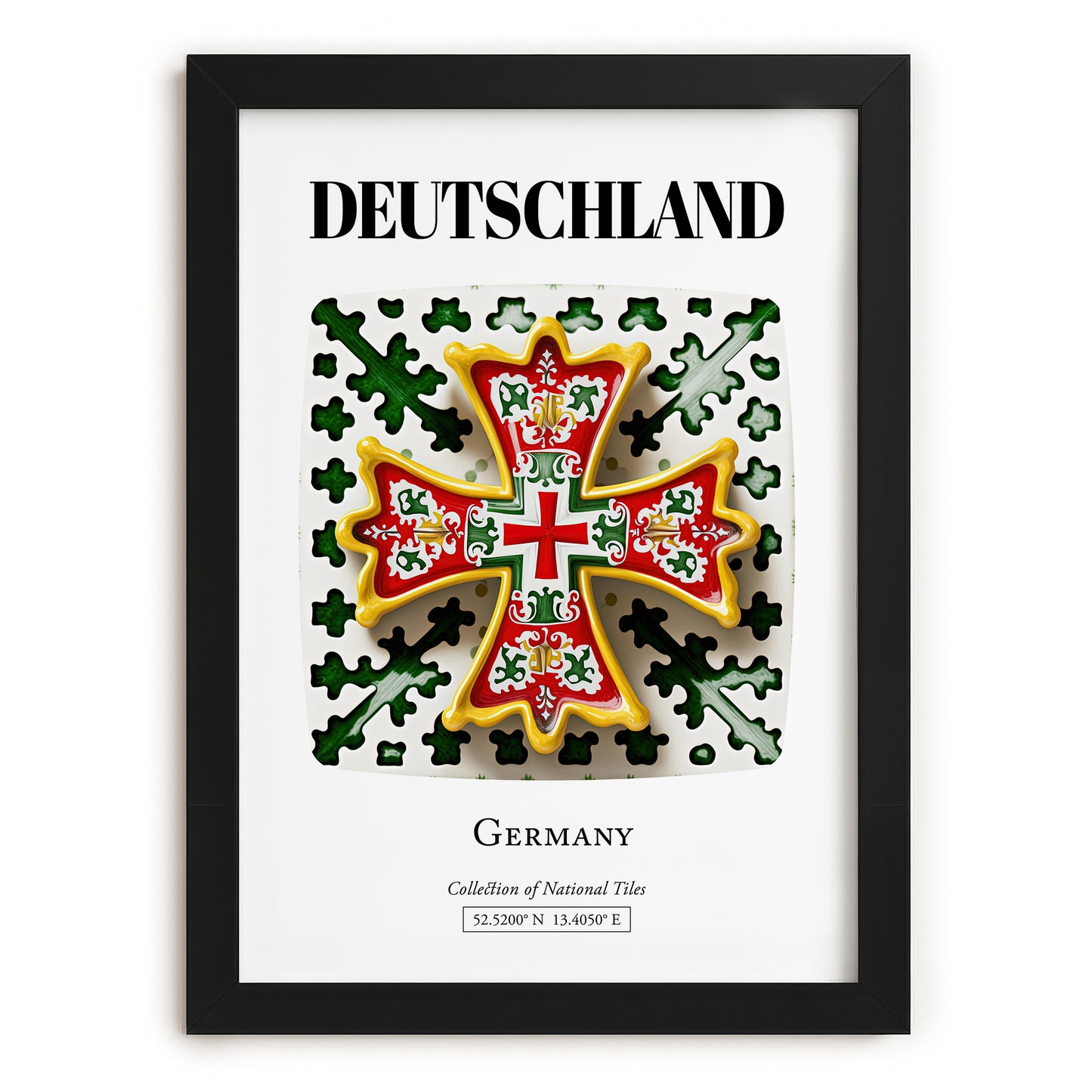 Deutschland, Germany – Global Cities Wall Print, in sleek black frame