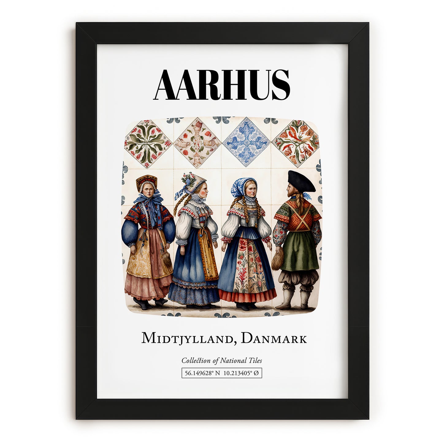 Aarhus, Denmark – Minimalist Travel Print, in sleek black frame
