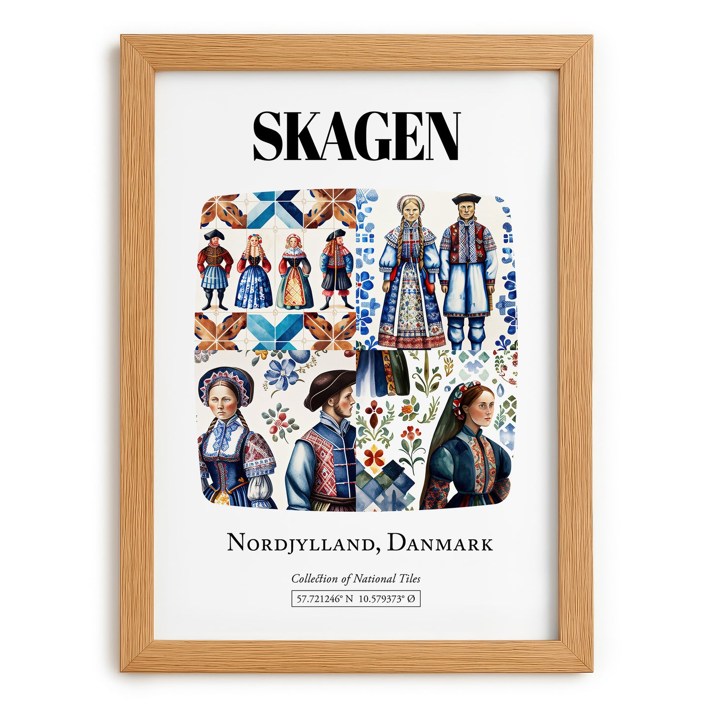 Skagen, Denmark – Travel Poster, set in oak frame