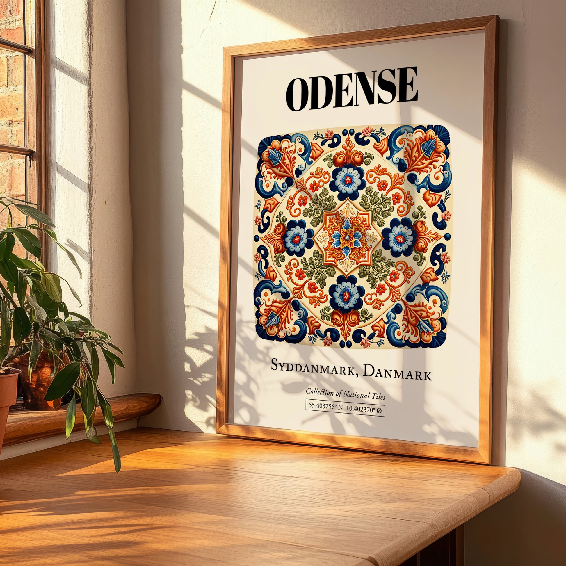 Odense, Denmark – Illustrated Travel Poster, clean layout with no caption