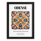 Odense, Denmark – Illustrated Travel Poster, in sleek black frame
