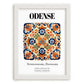 Odense, Denmark – Illustrated Travel Poster, placed in minimal white frame