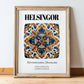 Helsingør, Denmark – Vintage Travel Poster, in wooden frame leaning on the floor