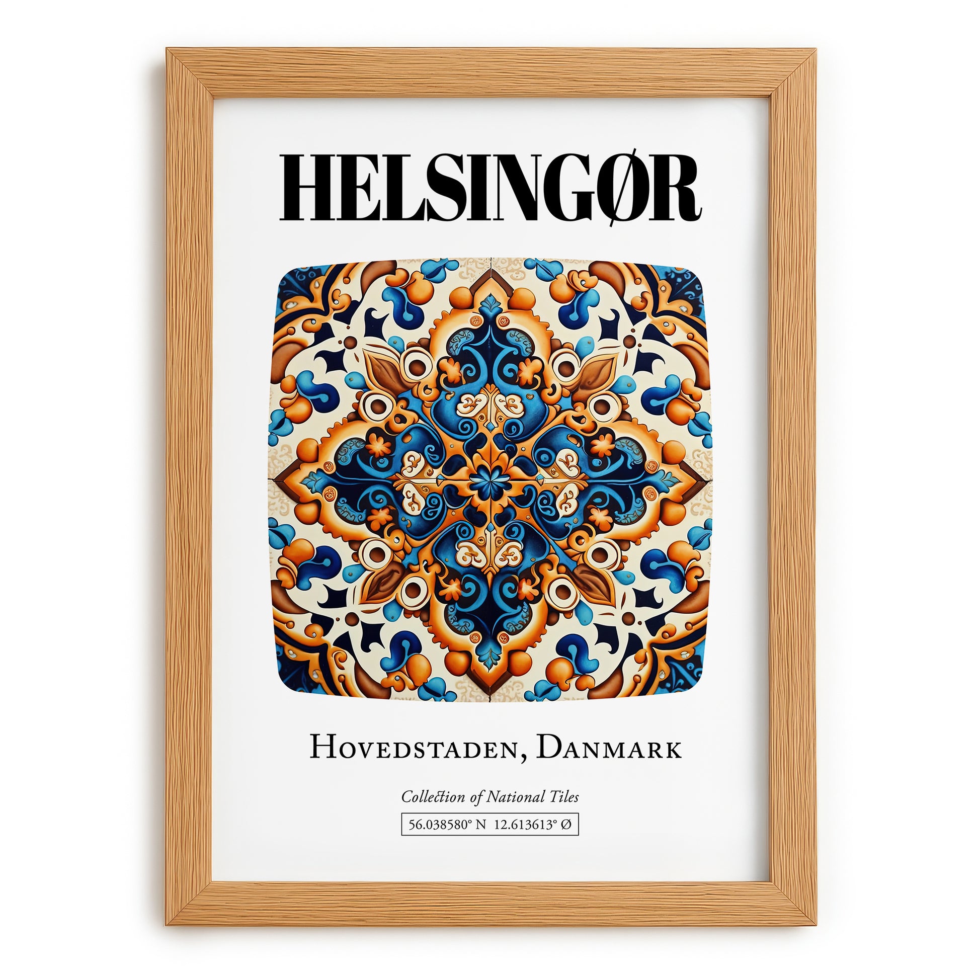 Helsingør, Denmark – Vintage Travel Poster, set in oak frame