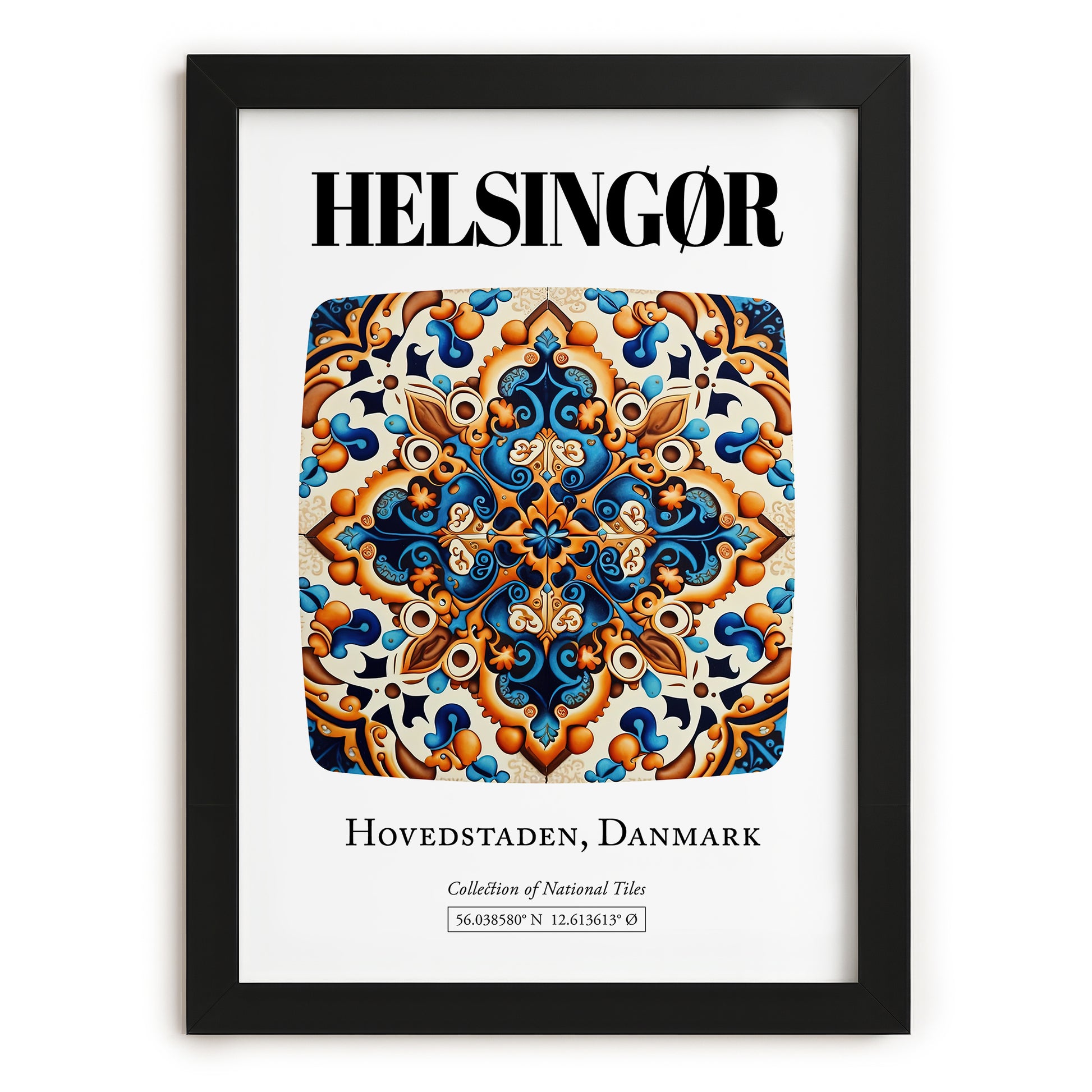 Helsingør, Denmark – Vintage Travel Poster, in sleek black frame