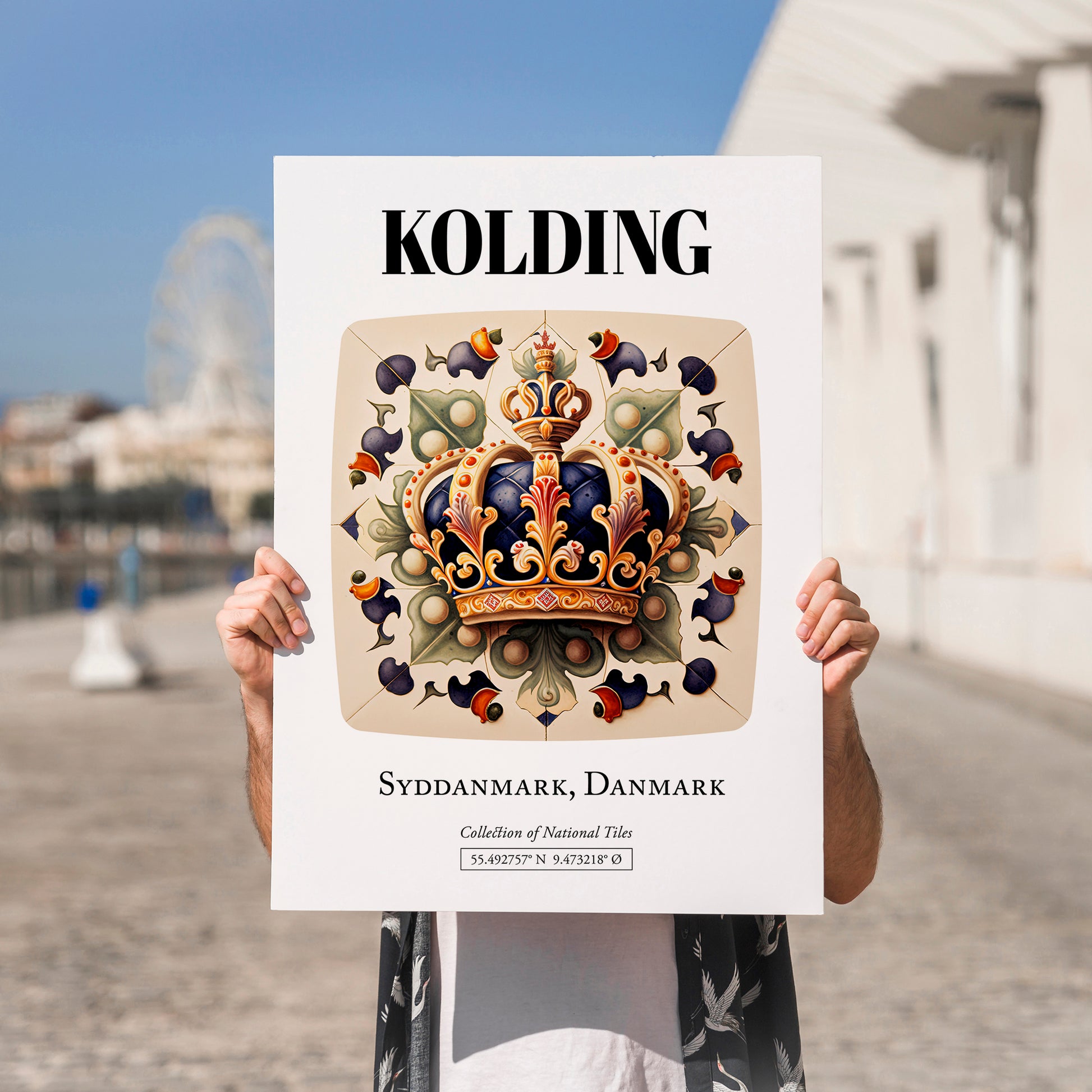 Kolding, Denmark – Travel Poster, no-text version framed in wood