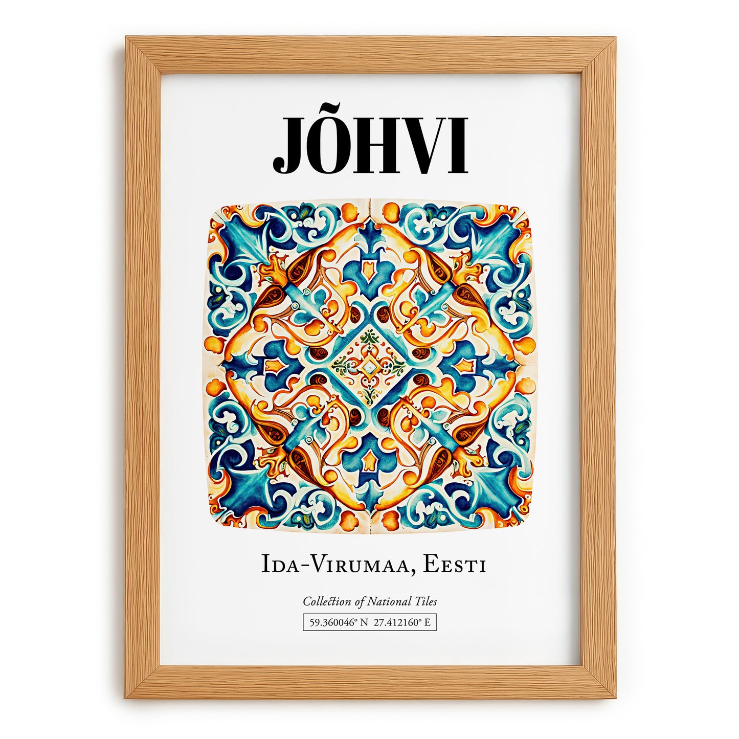 Jõhvi, Estonia – Travel Wall Art, set in oak frame