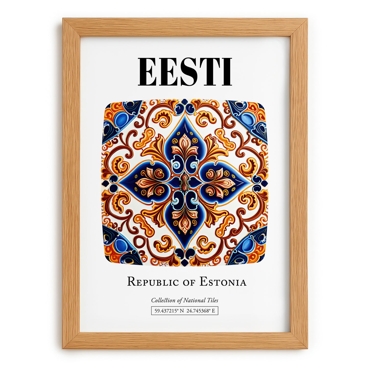 Eesti, Estonia – Travel Print, set in oak frame