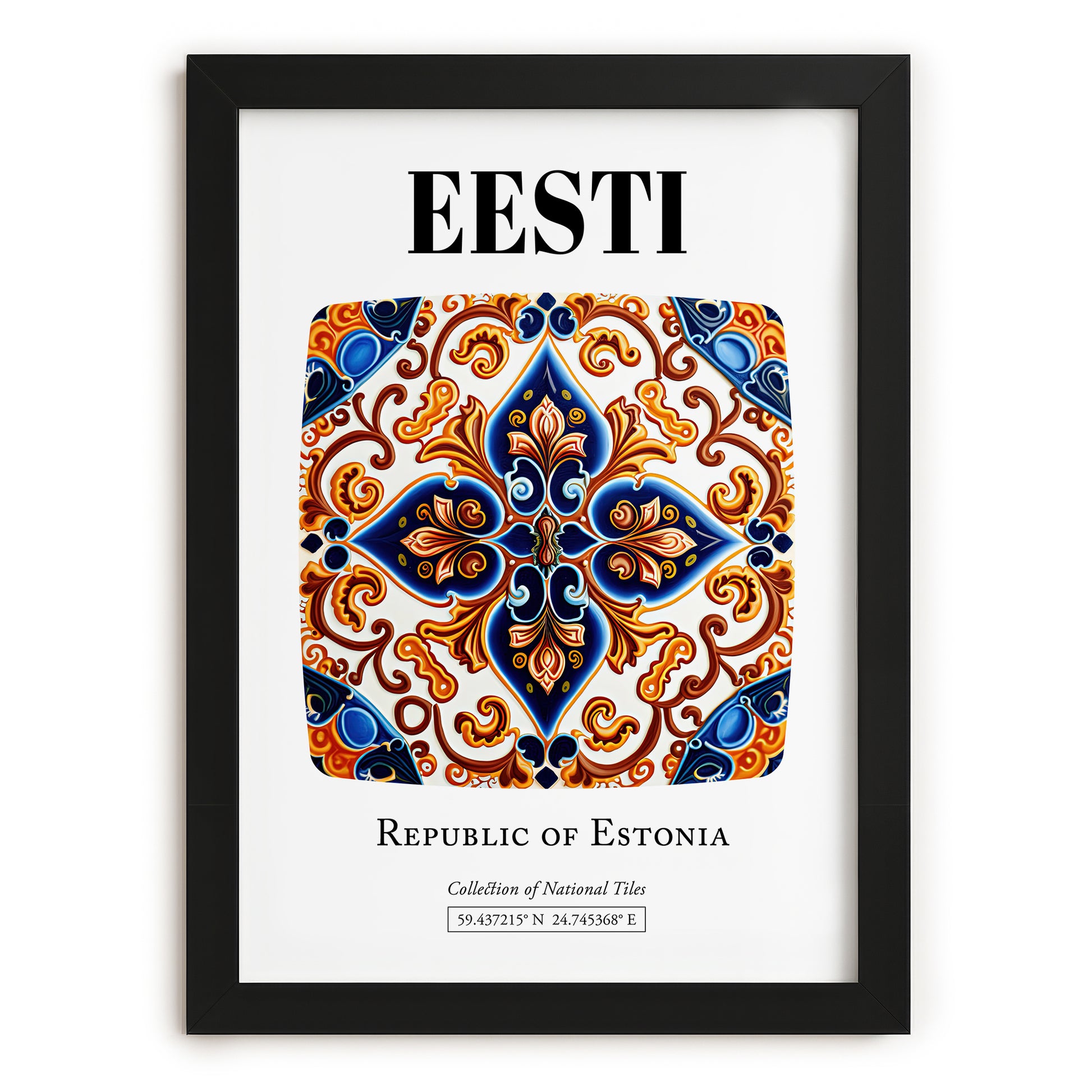 Eesti, Estonia – Travel Print, in sleek black frame