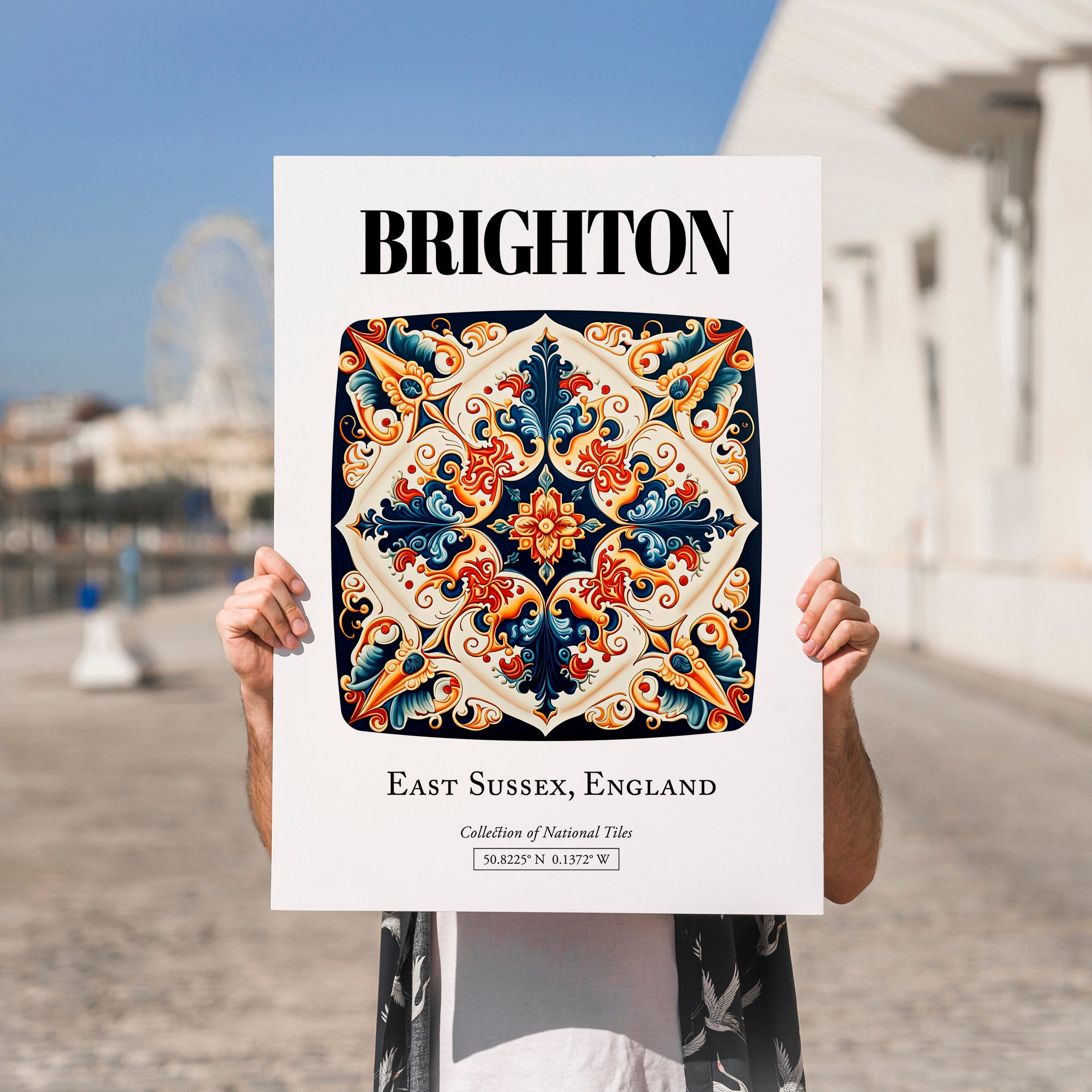 Brighton, England – Travel Wall Art, no-text version framed in wood