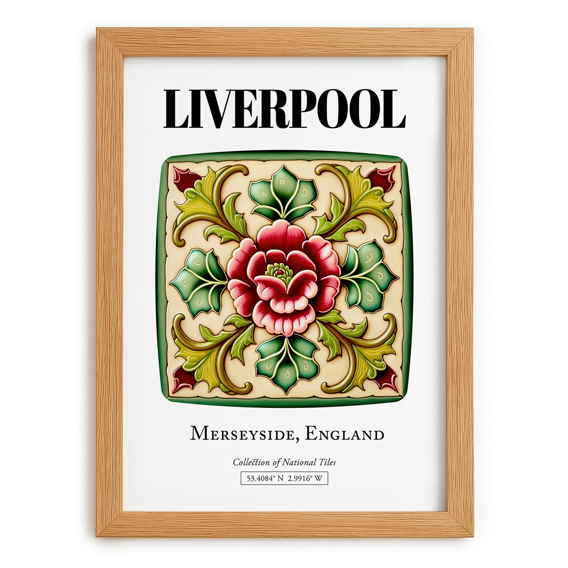 Liverpool, England – Travel Wall Art, set in oak frame