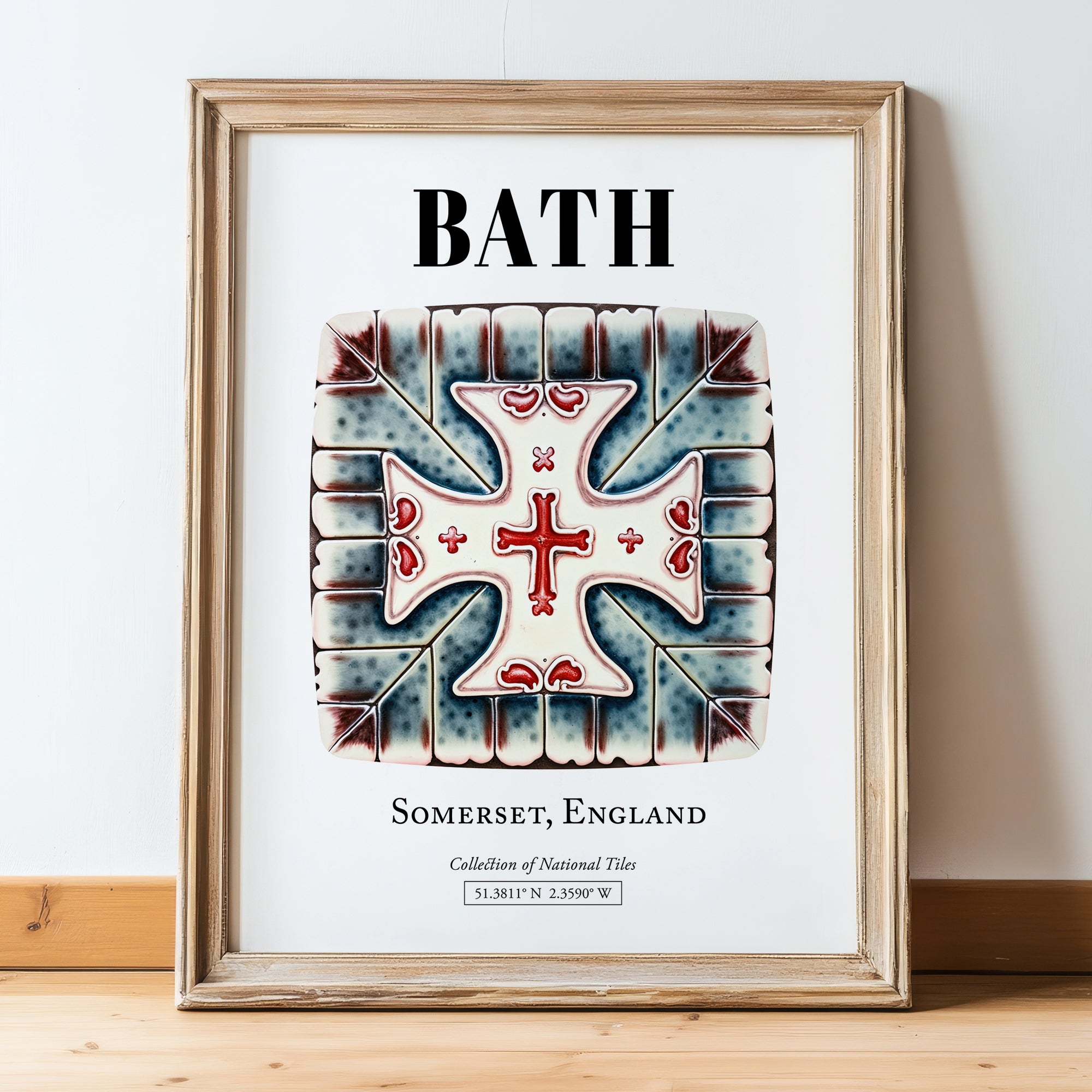 Bath, England – Travel Wall Decor, in wooden frame leaning on the floor