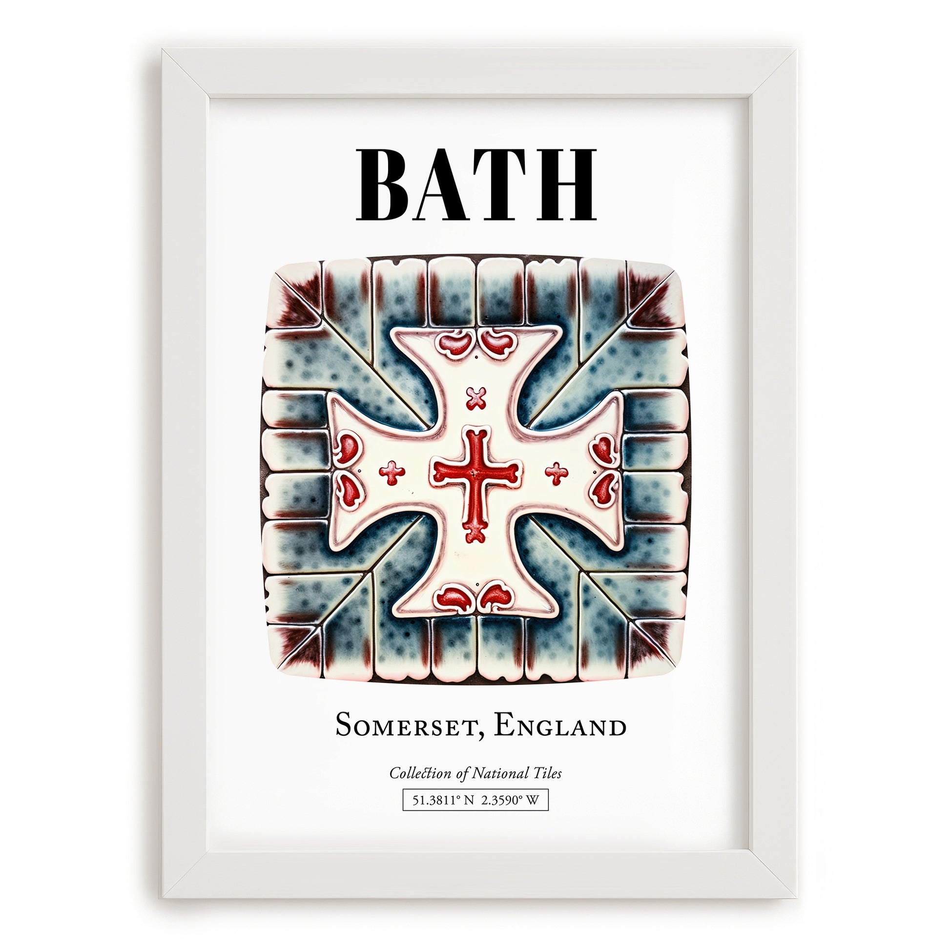 Bath, England – Travel Wall Decor, placed in minimal white frame