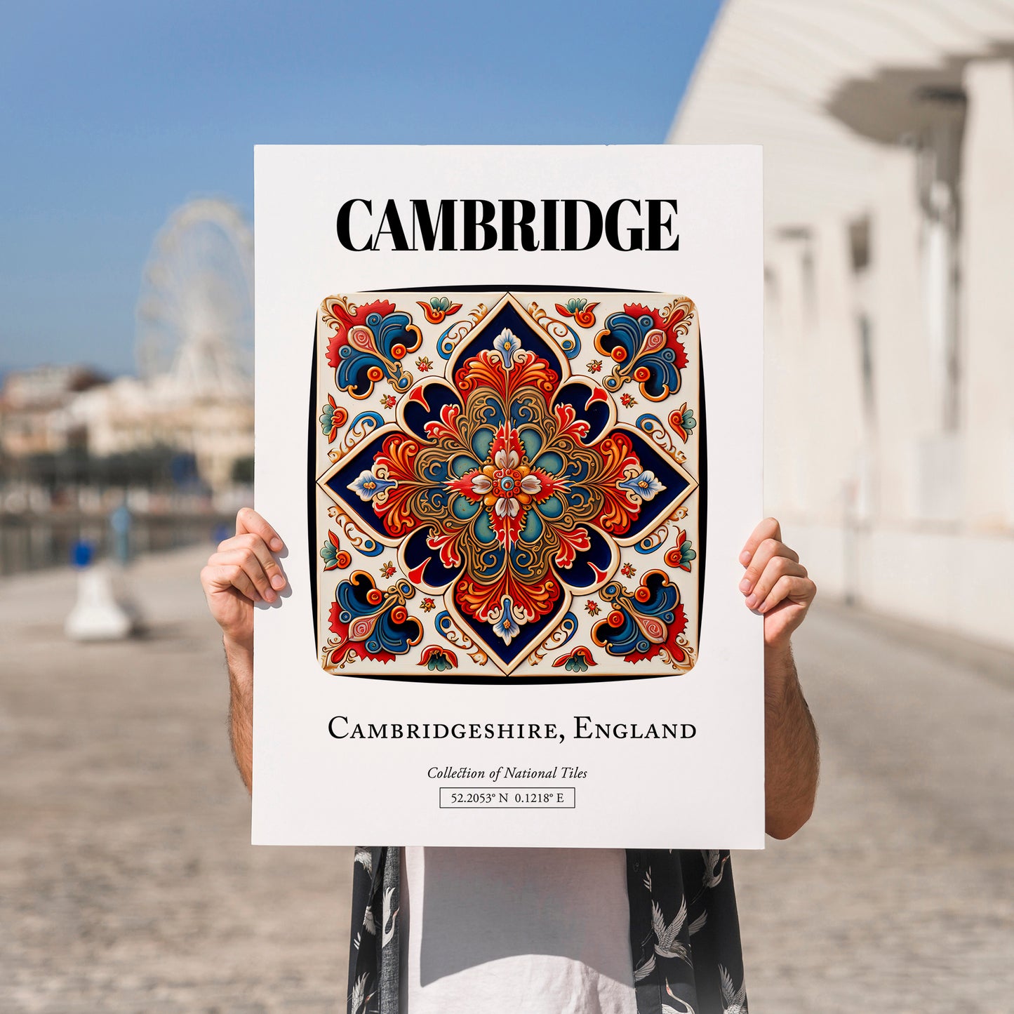 Cambridge, England – Travel Poster, no-text version framed in wood
