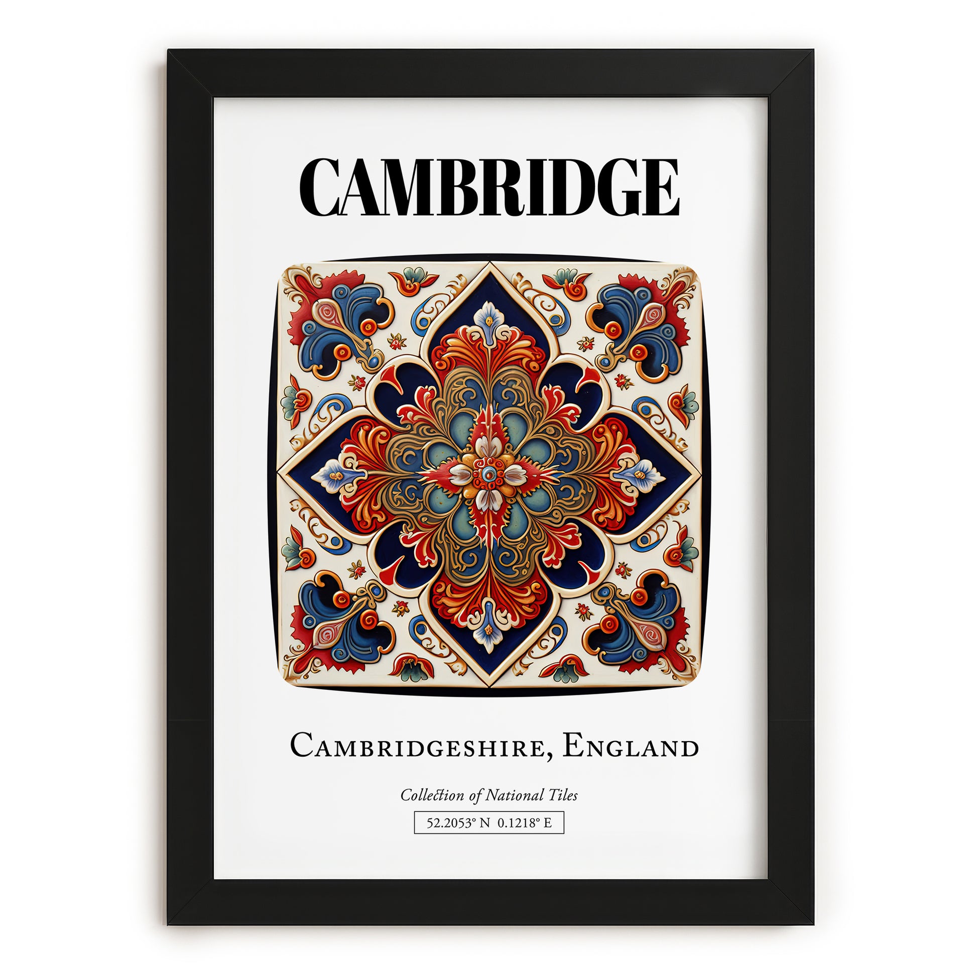 Cambridge, England – Travel Poster, in sleek black frame