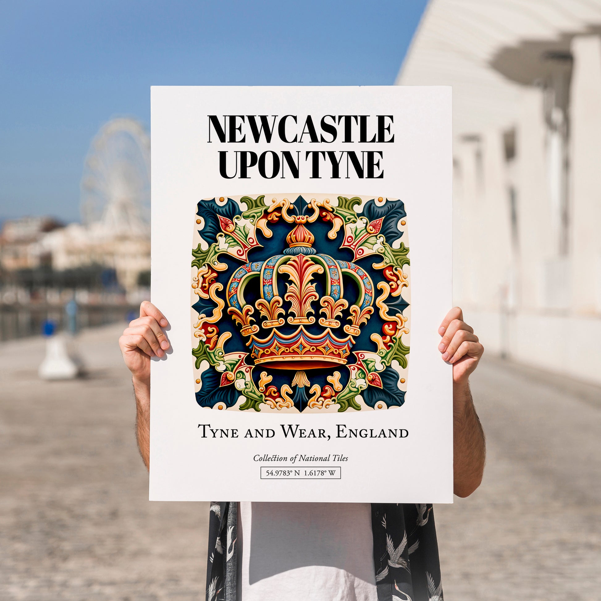 Newcastle Upon Tyne, England – Travel Print, no-text version framed in wood