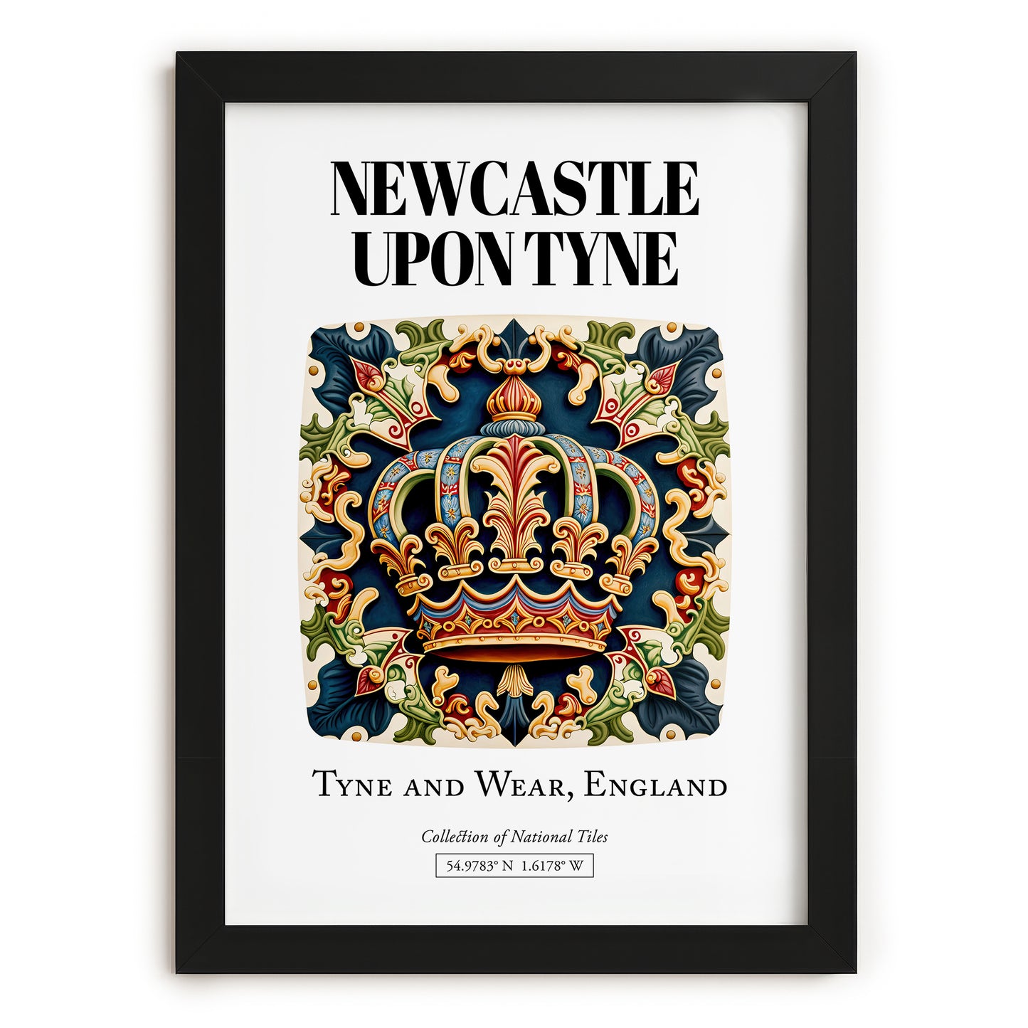 Newcastle Upon Tyne, England – Travel Print, in sleek black frame