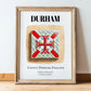 Durham, England – Travel Poster, in wooden frame leaning on the floor