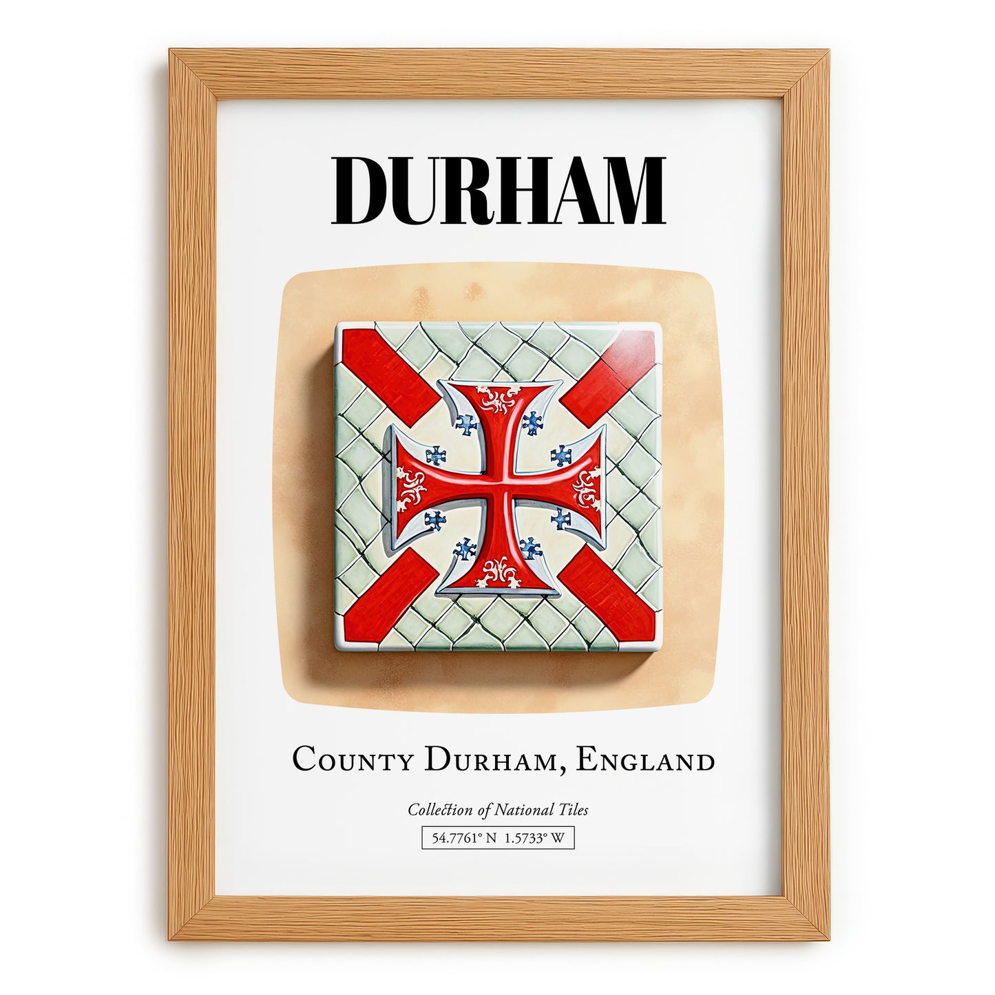 Durham, England – Travel Poster, set in oak frame