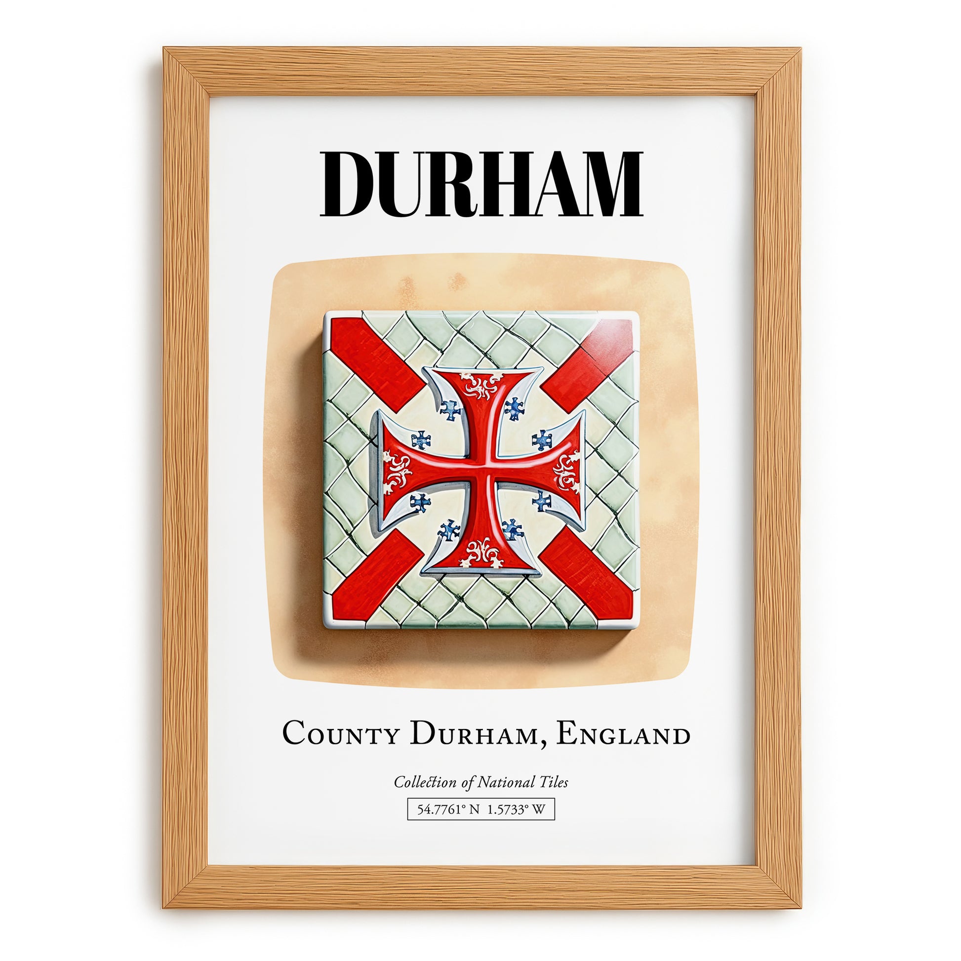Durham, England – Travel Poster, set in oak frame