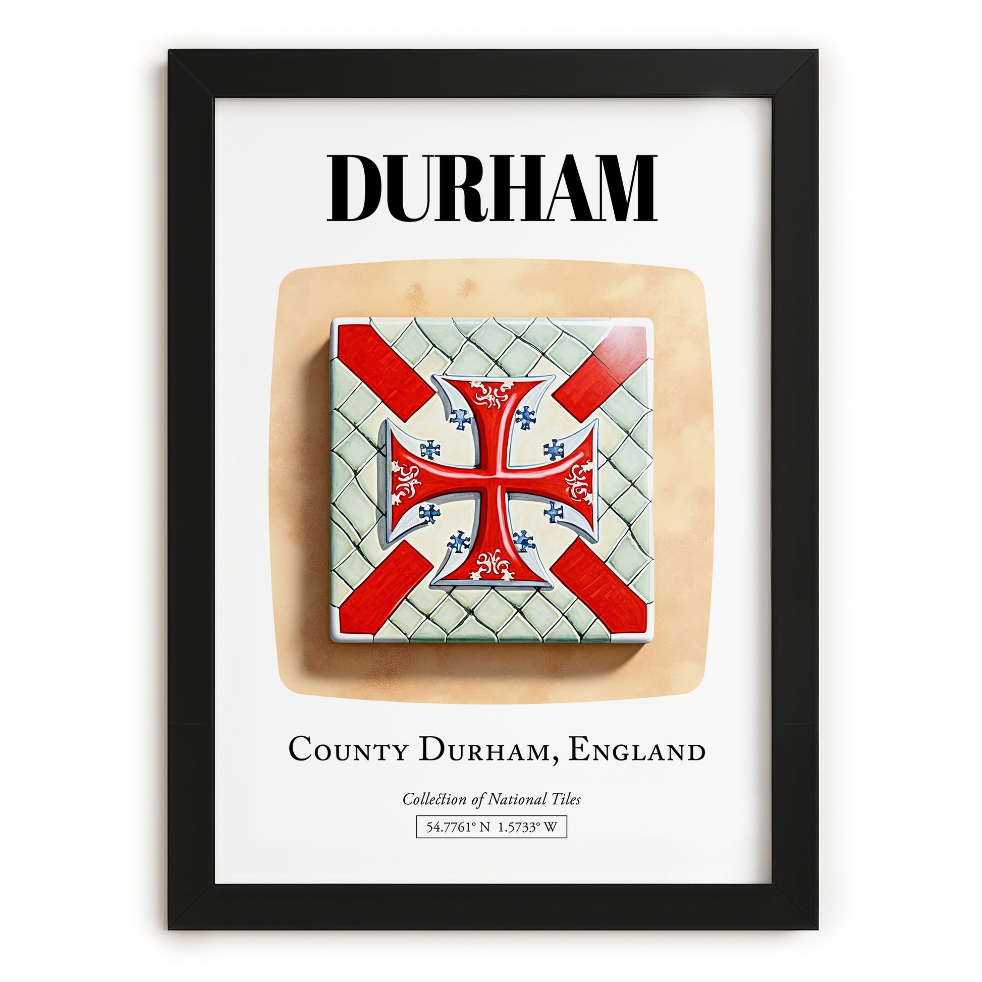 Durham, England – Travel Poster, in sleek black frame