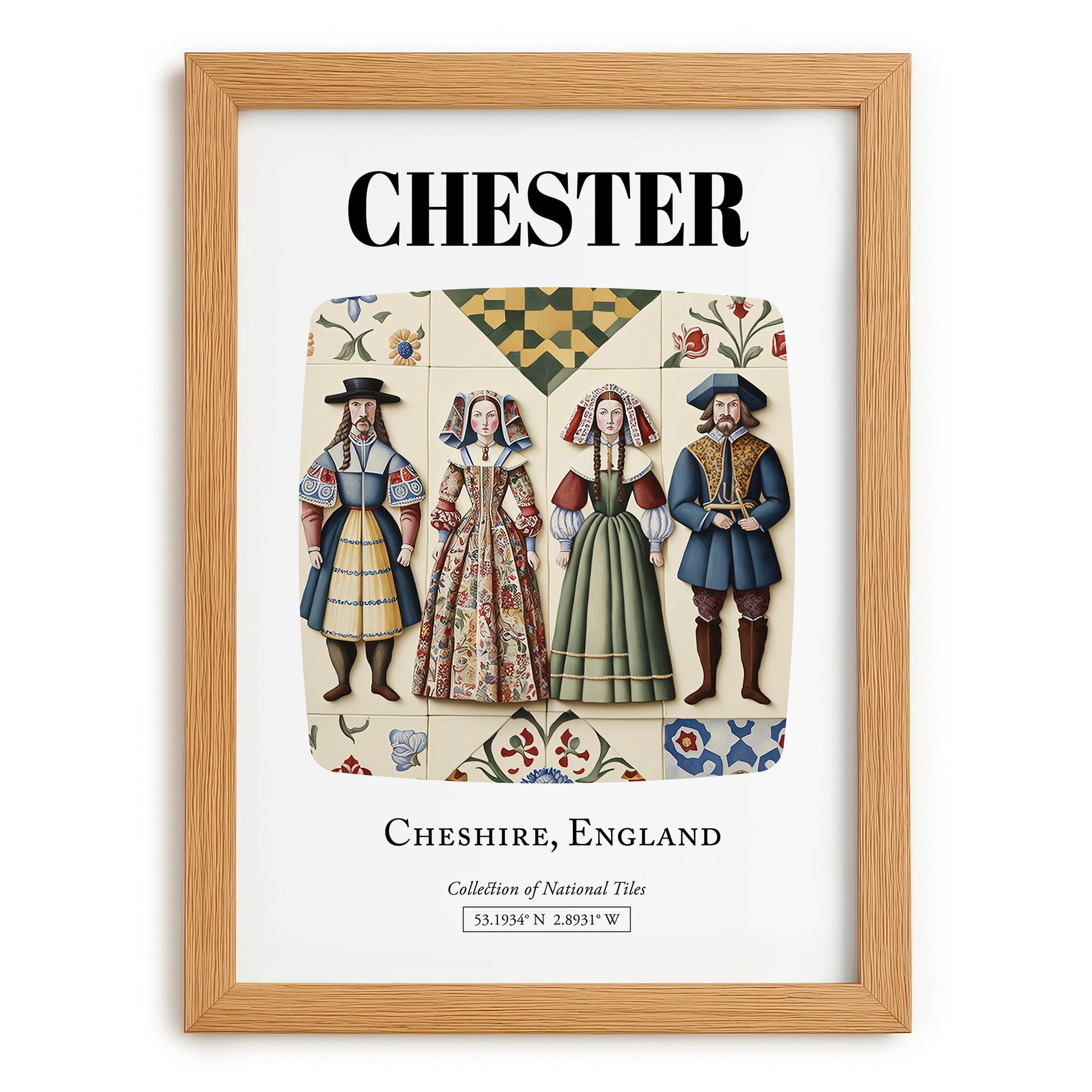 Chester, England – Cityscape Wall Art, set in oak frame