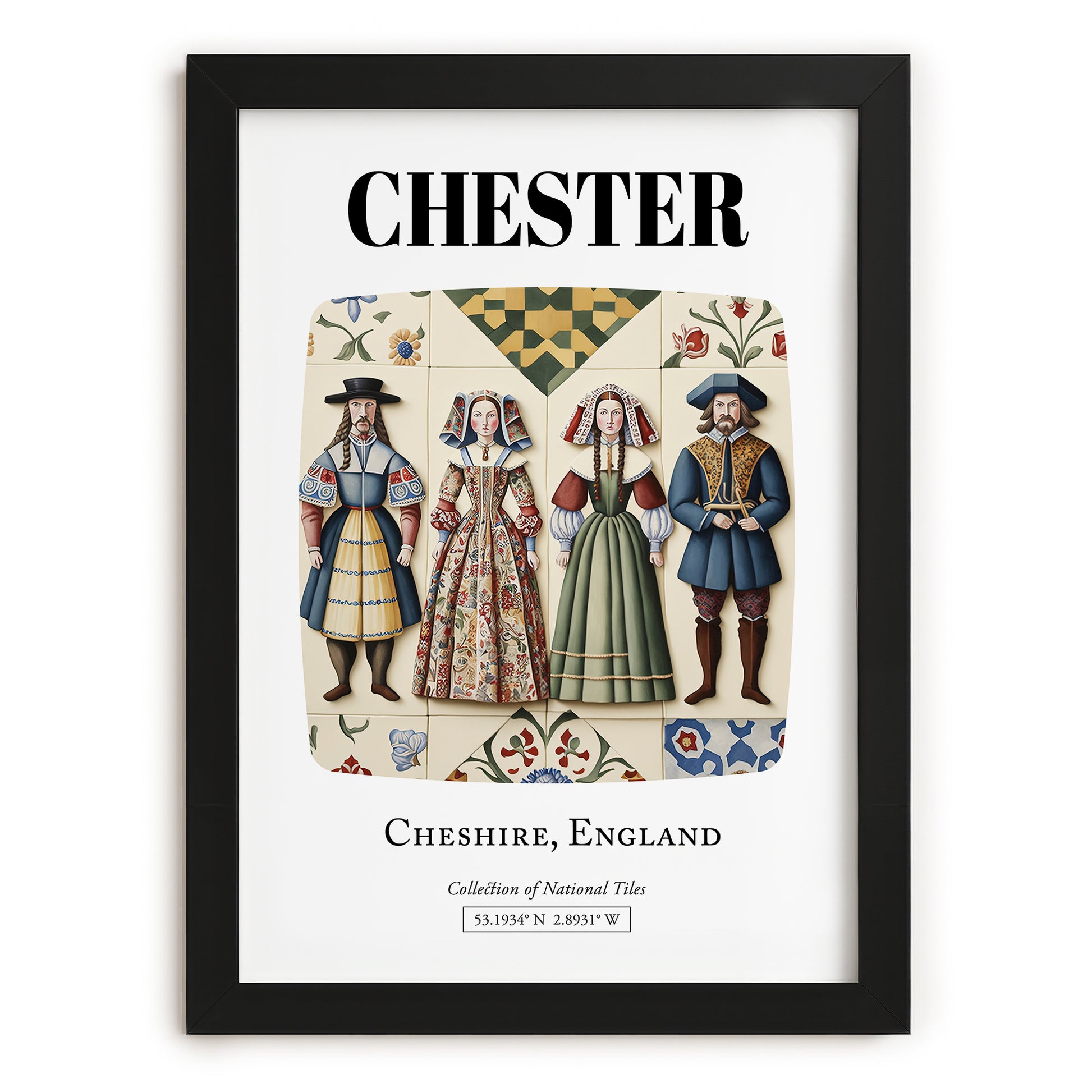 Chester, England – Cityscape Wall Art, in sleek black frame