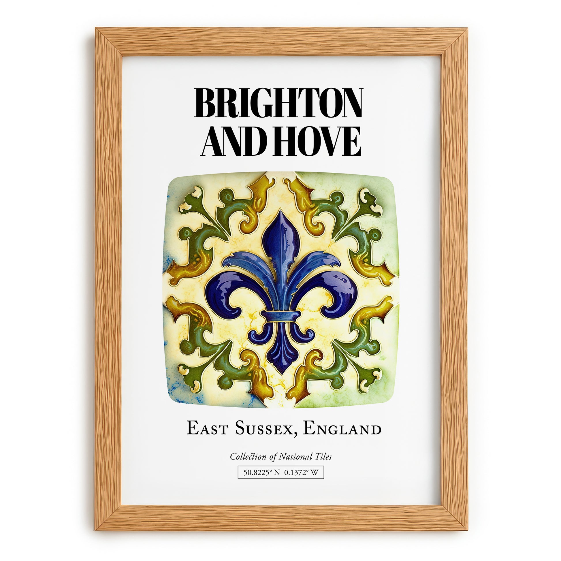 Brighton And Hove, England – Travel Poster, set in oak frame