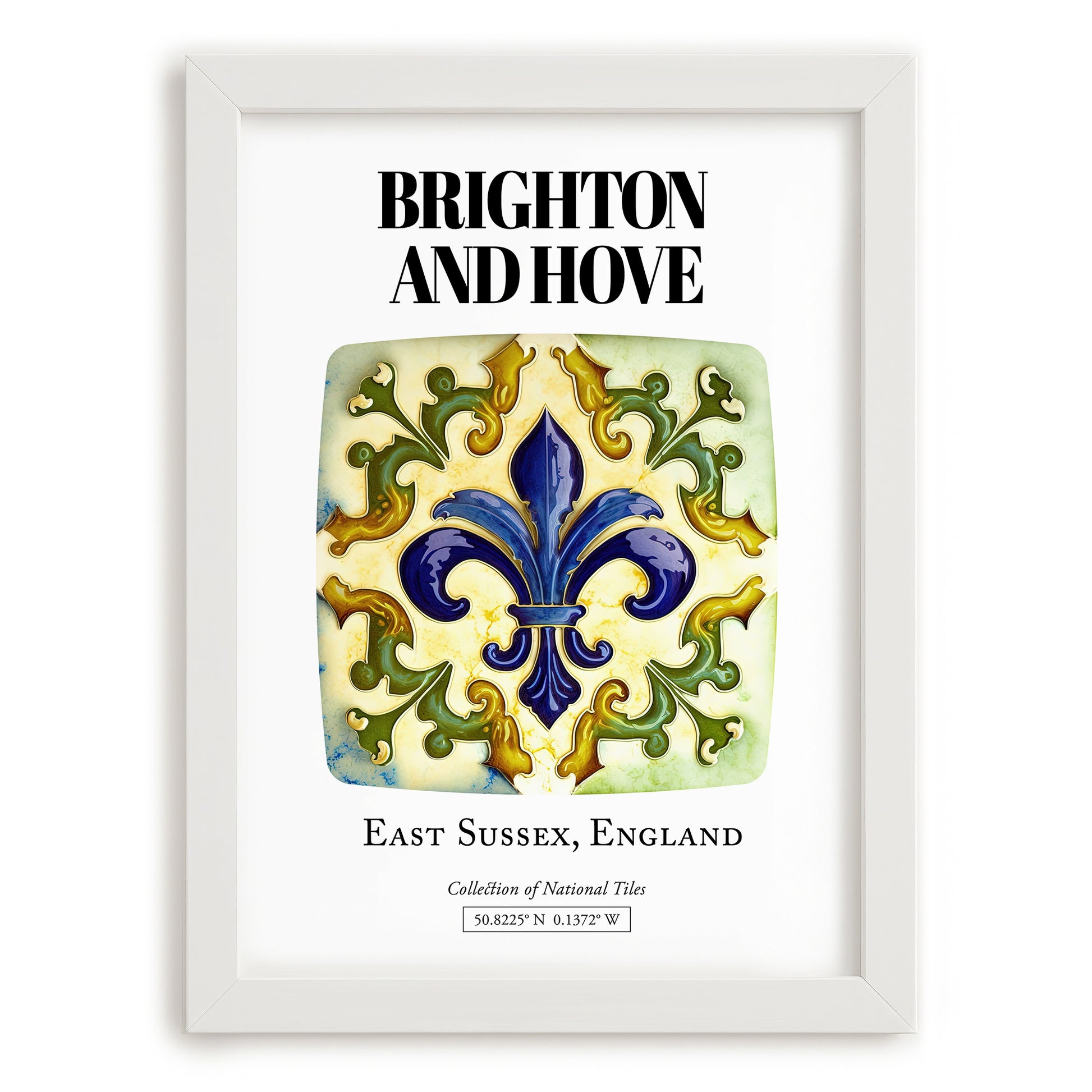 Brighton And Hove, England – Travel Poster, placed in minimal white frame