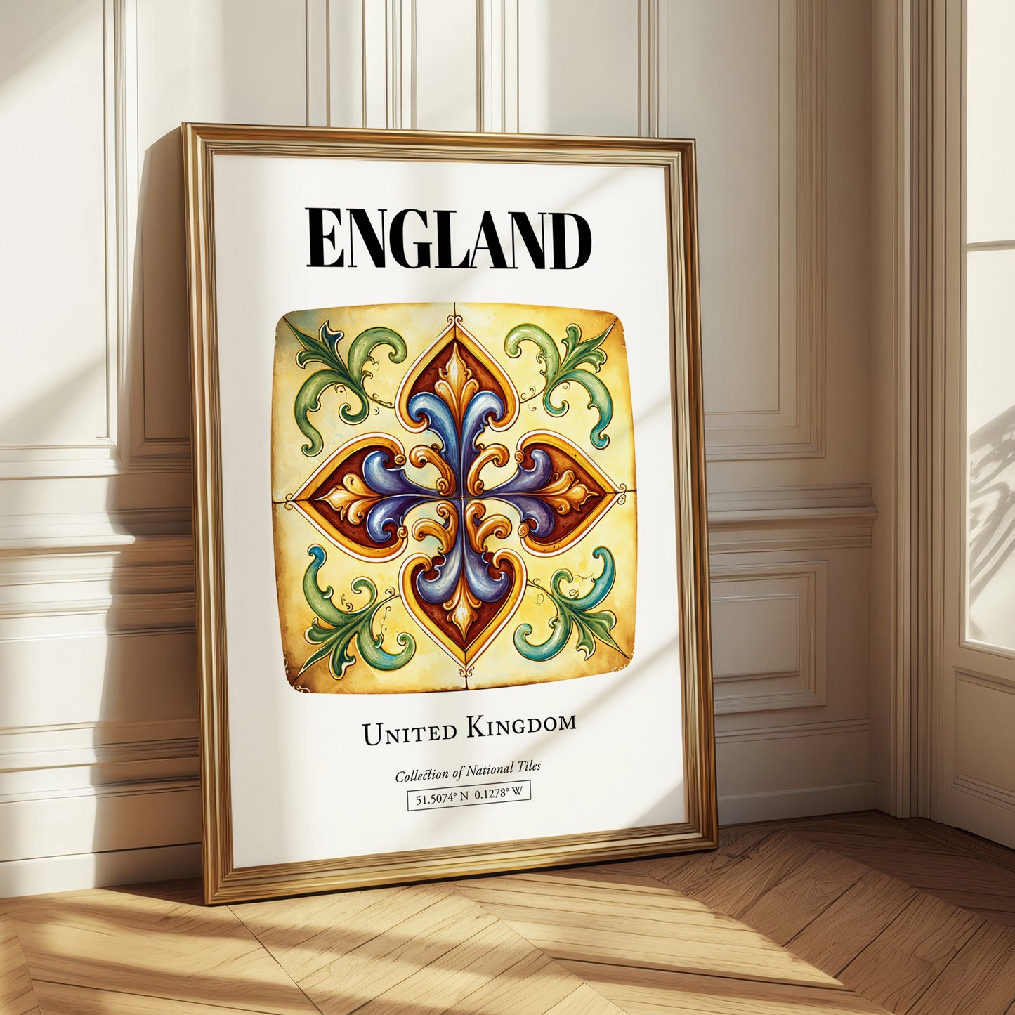 England, The United Kingdom – Tourist Destination Poster, styled in a charming Paris street view
