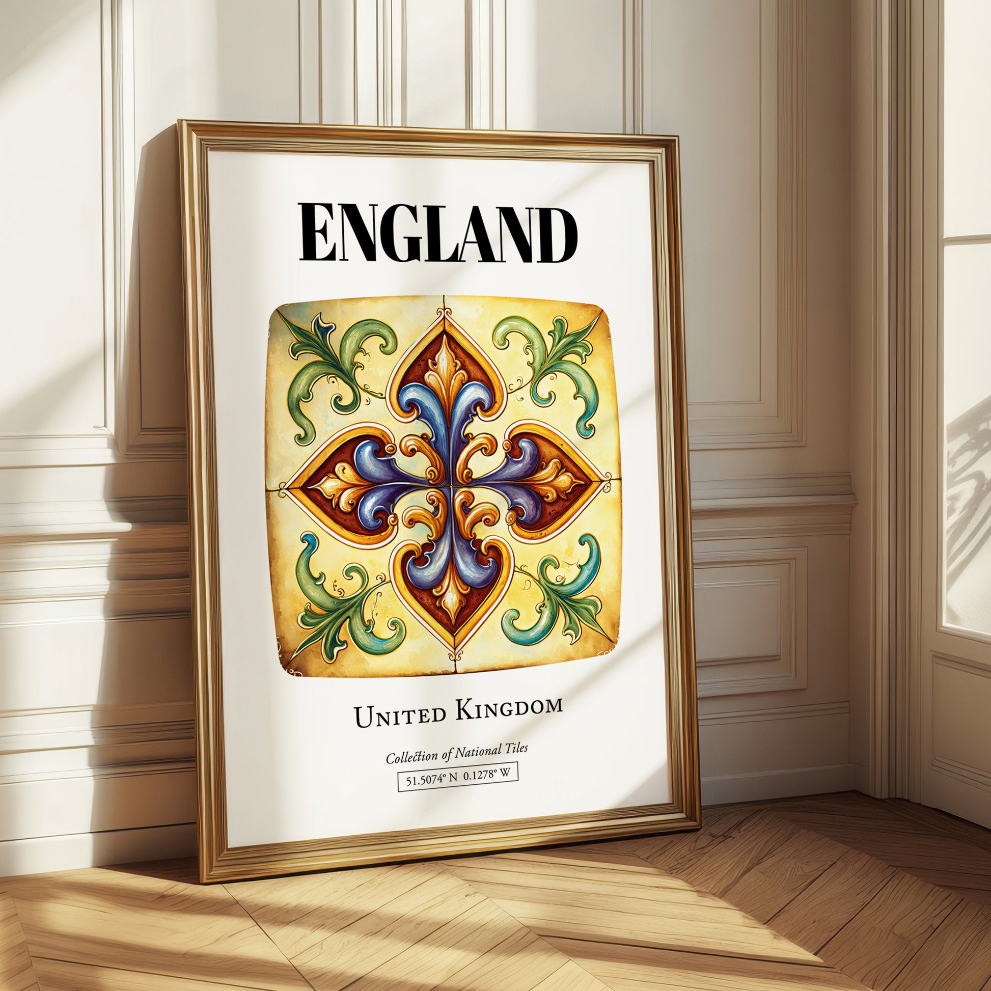 England, The United Kingdom – Tourist Destination Poster, styled in a charming Paris street view