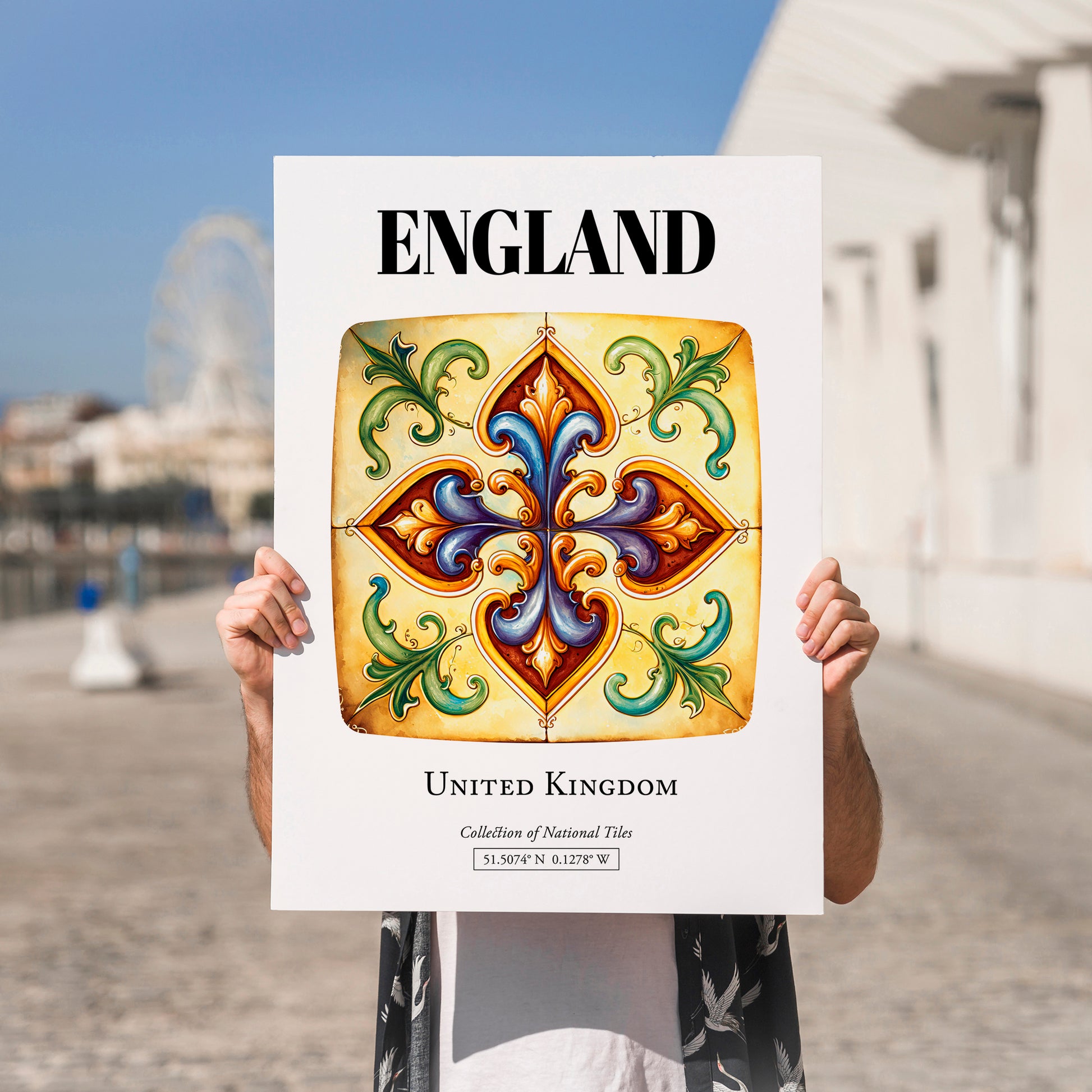 England, The United Kingdom – Tourist Destination Poster, no-text version framed in wood