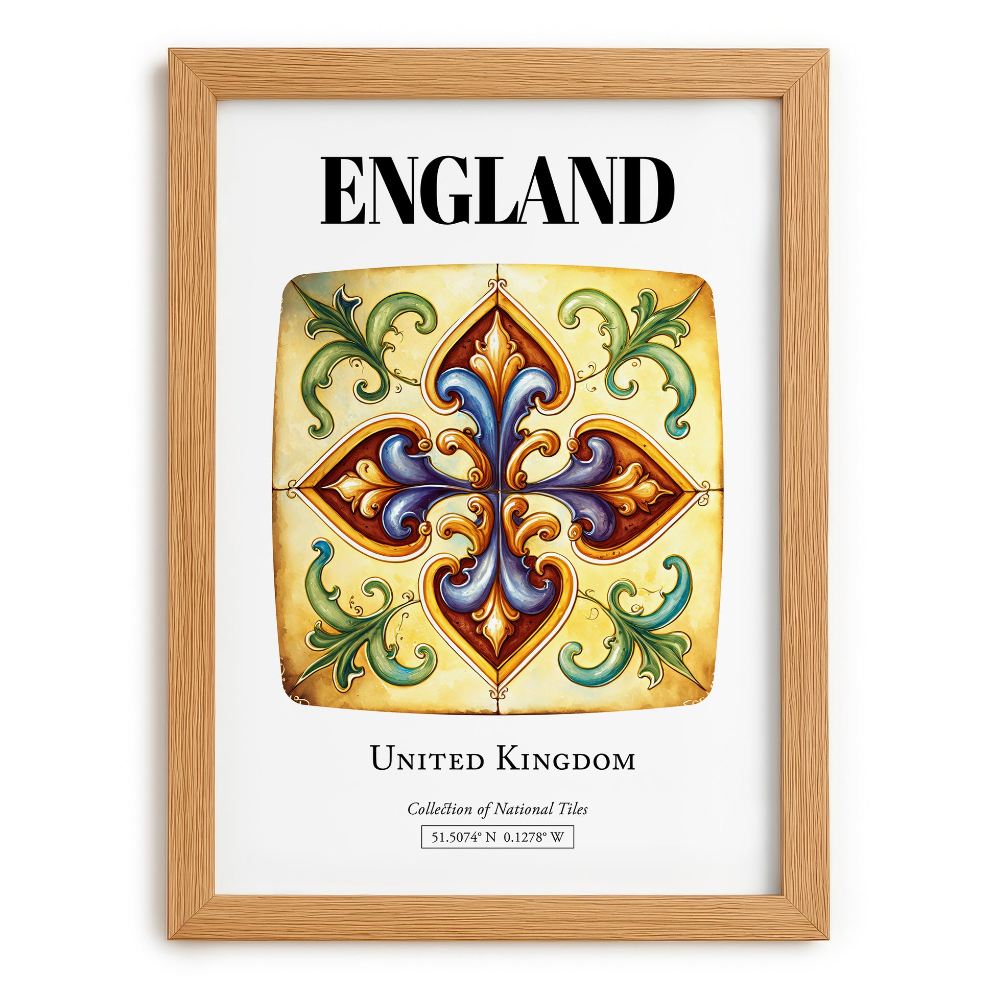 England, The United Kingdom – Tourist Destination Poster, set in oak frame