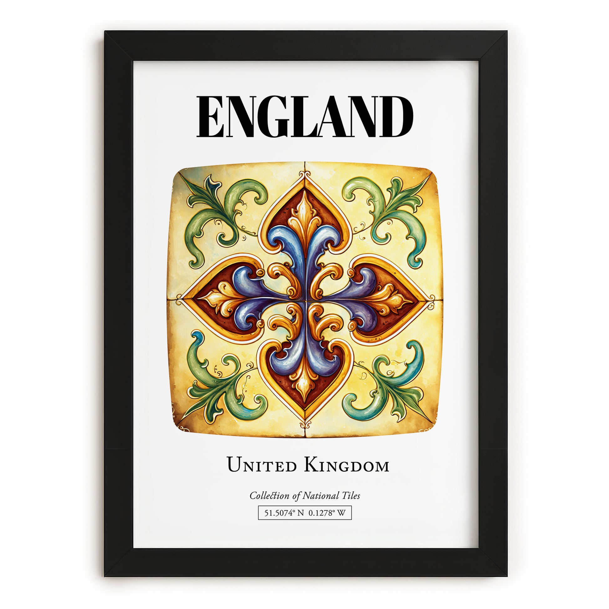 England, The United Kingdom – Tourist Destination Poster, in sleek black frame