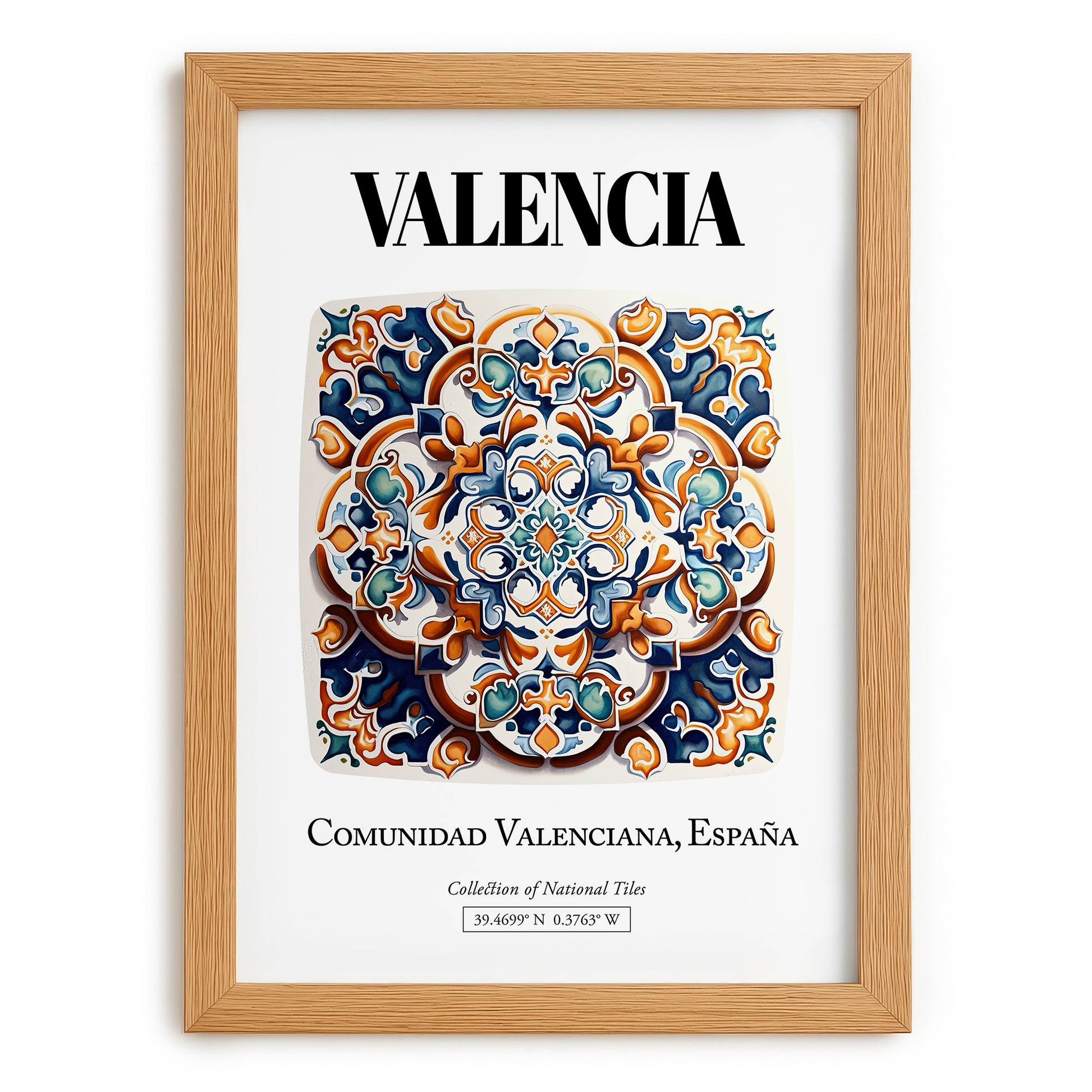 Valencia, Spain – Cityscape Wall Art, set in oak frame