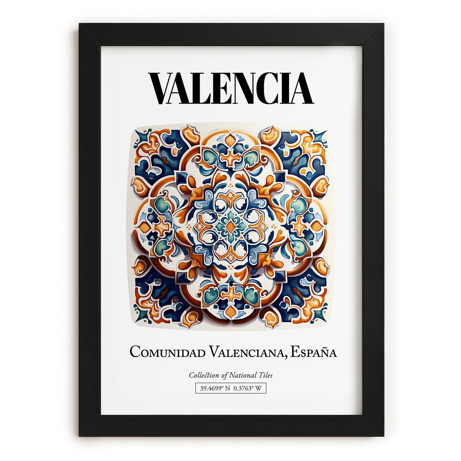 Valencia, Spain – Cityscape Wall Art, in sleek black frame