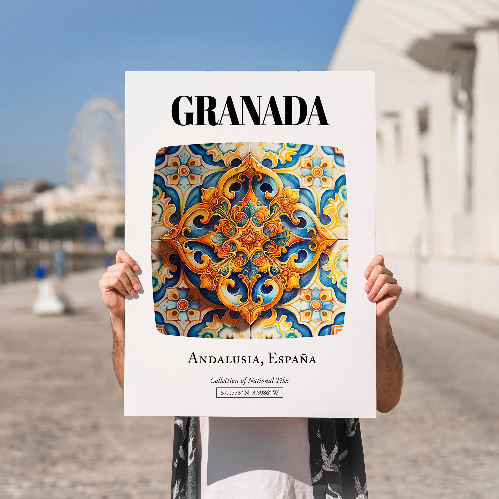 Granada, Spain – Travel Poster, no-text version framed in wood