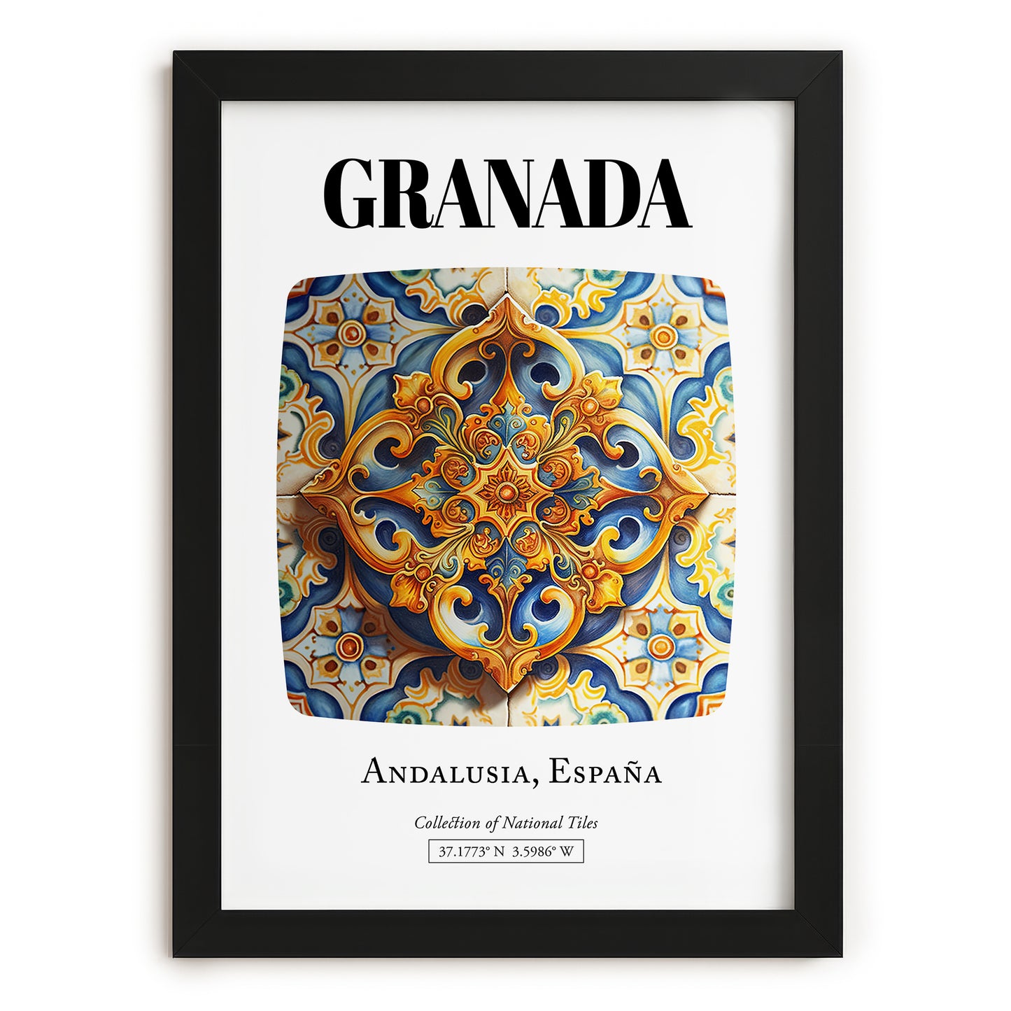 Granada, Spain – Travel Poster, in sleek black frame